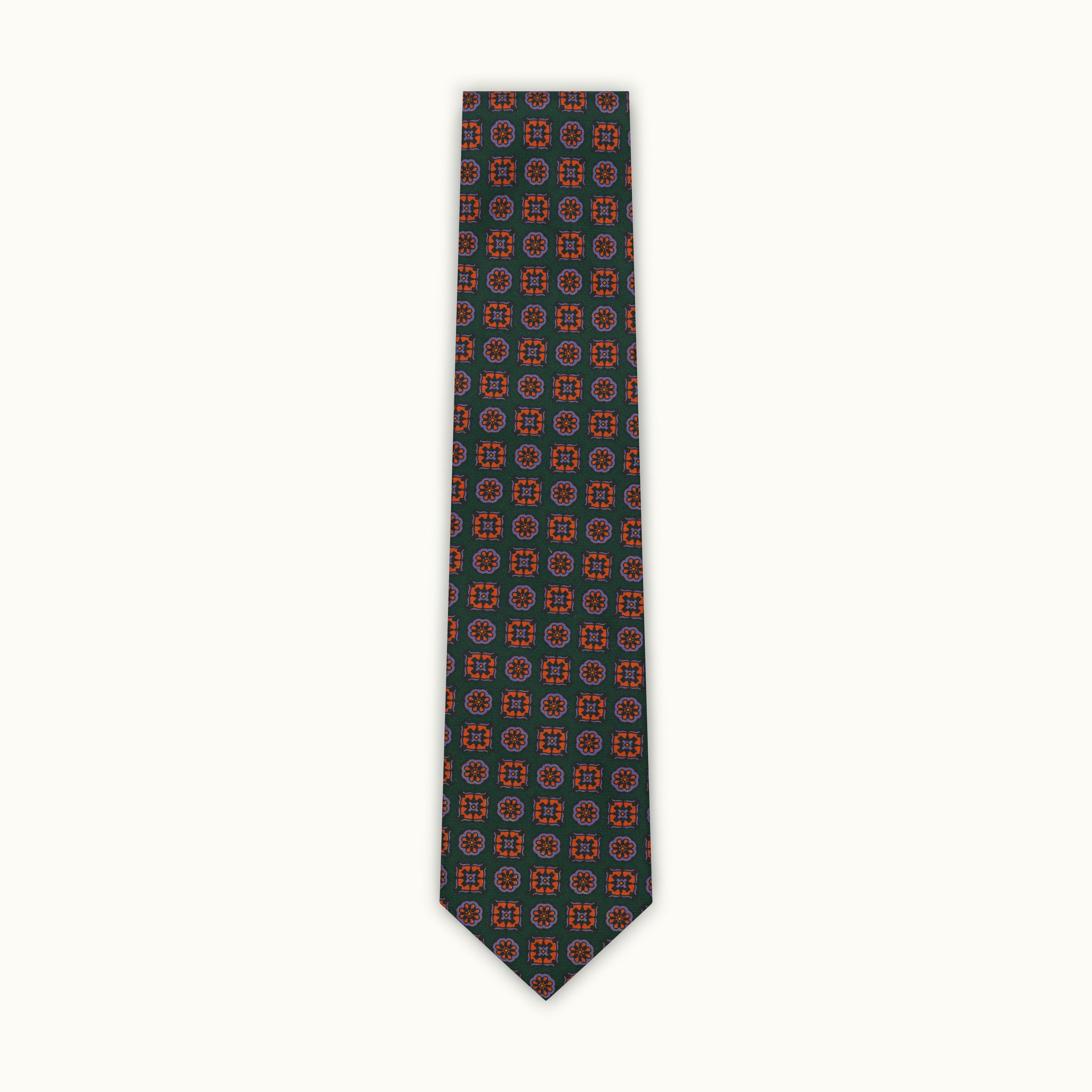 Green Medallion Madder Silk Tie