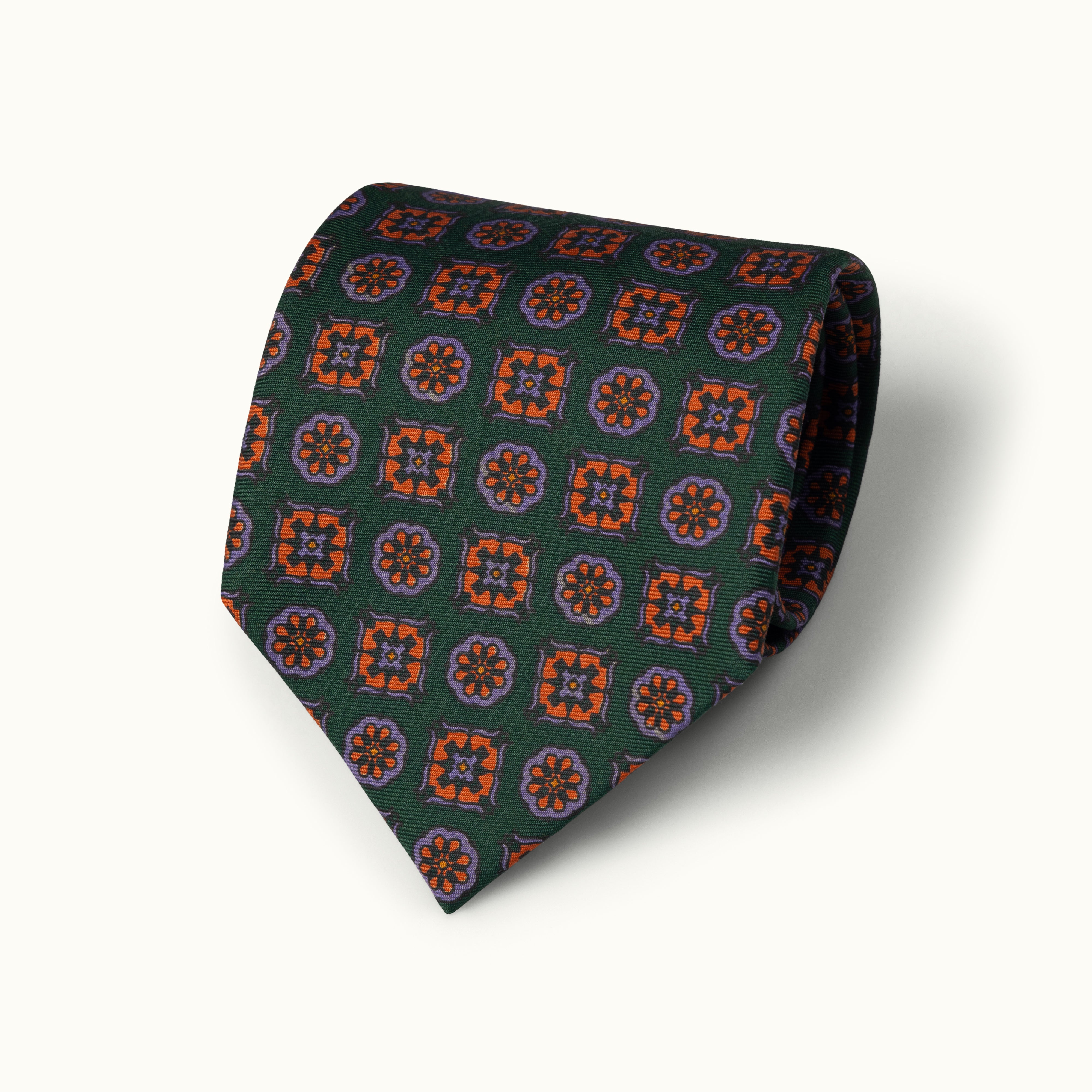 Green Medallion Madder Silk Tie