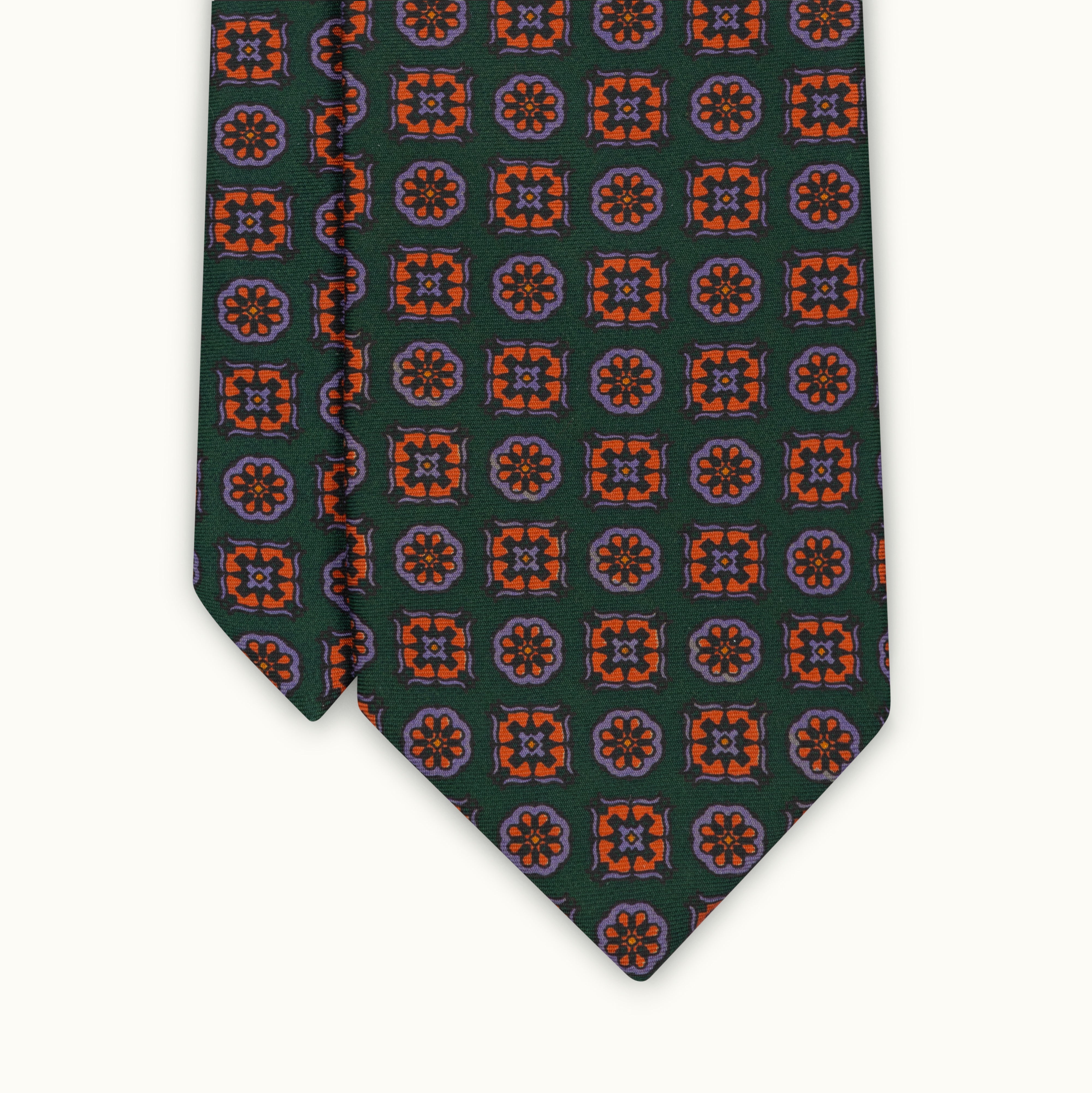 Green Medallion Madder Silk Tie