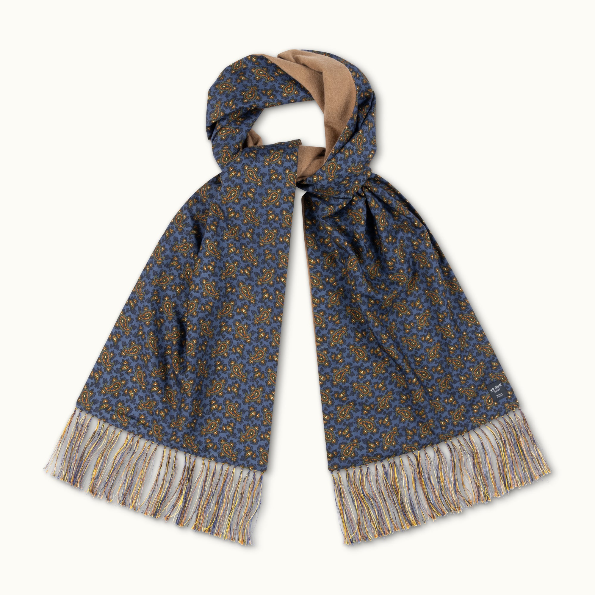 Blue Paisley Madder and Cashmere Scarf