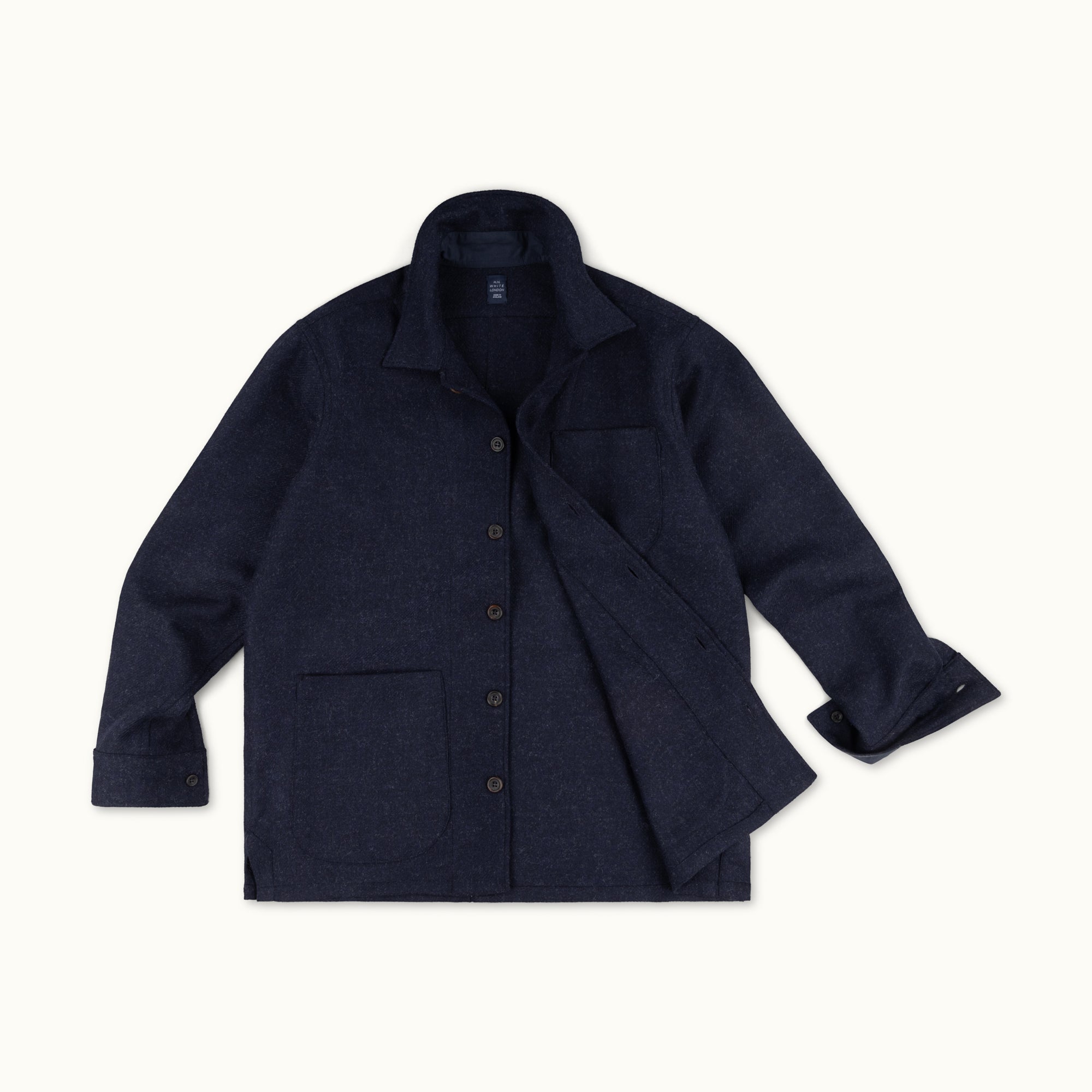 Navy Blue Shetland Tweed Chore Jacket