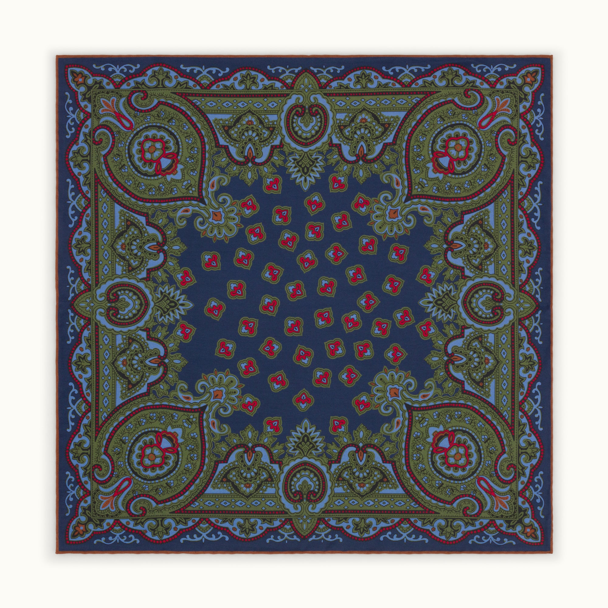 Navy Tumbling Acorns Heritage Madder Pocket Square