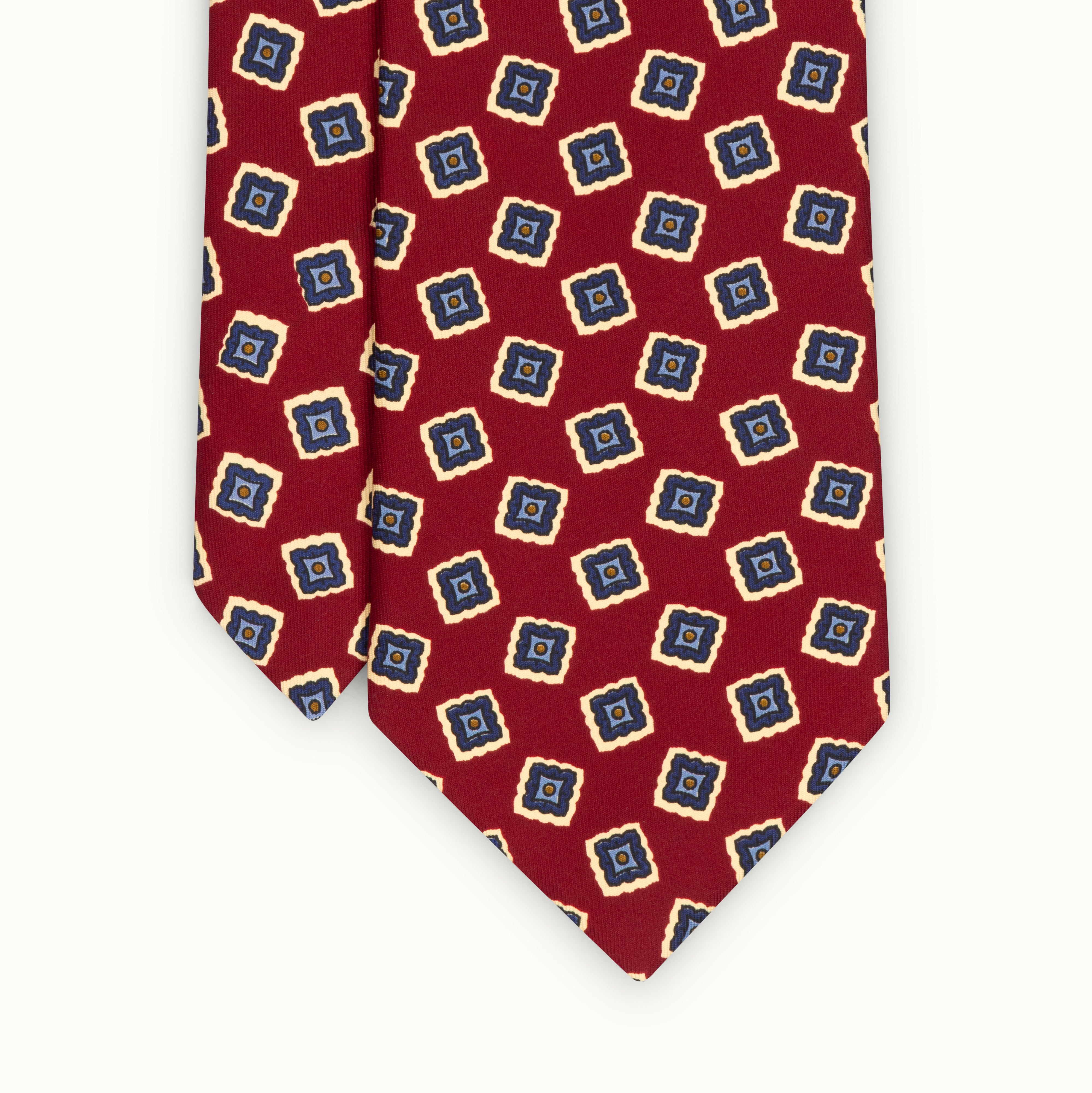 Madder Red Tumbling Squares Silk Tie