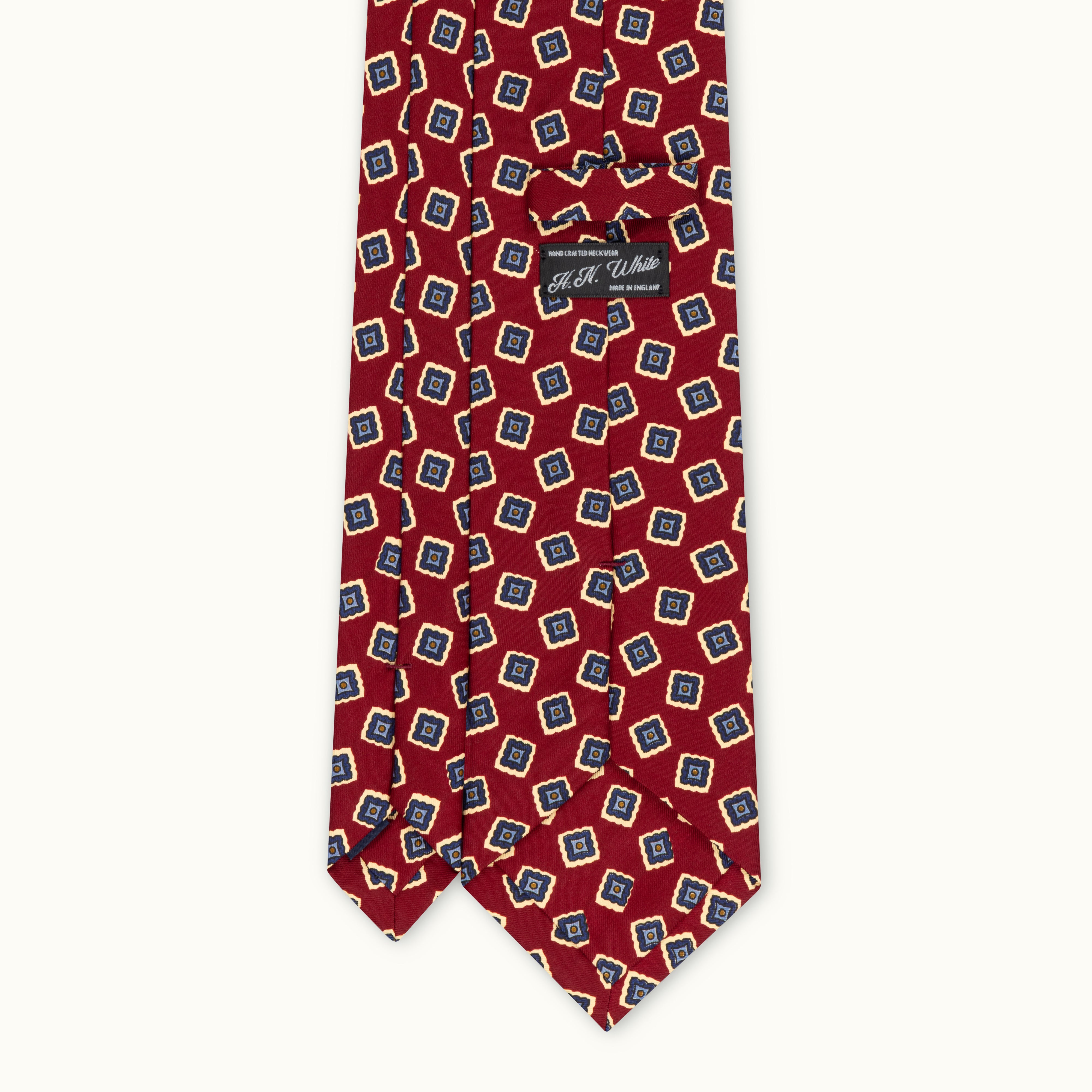 Madder Red Tumbling Squares Silk Tie