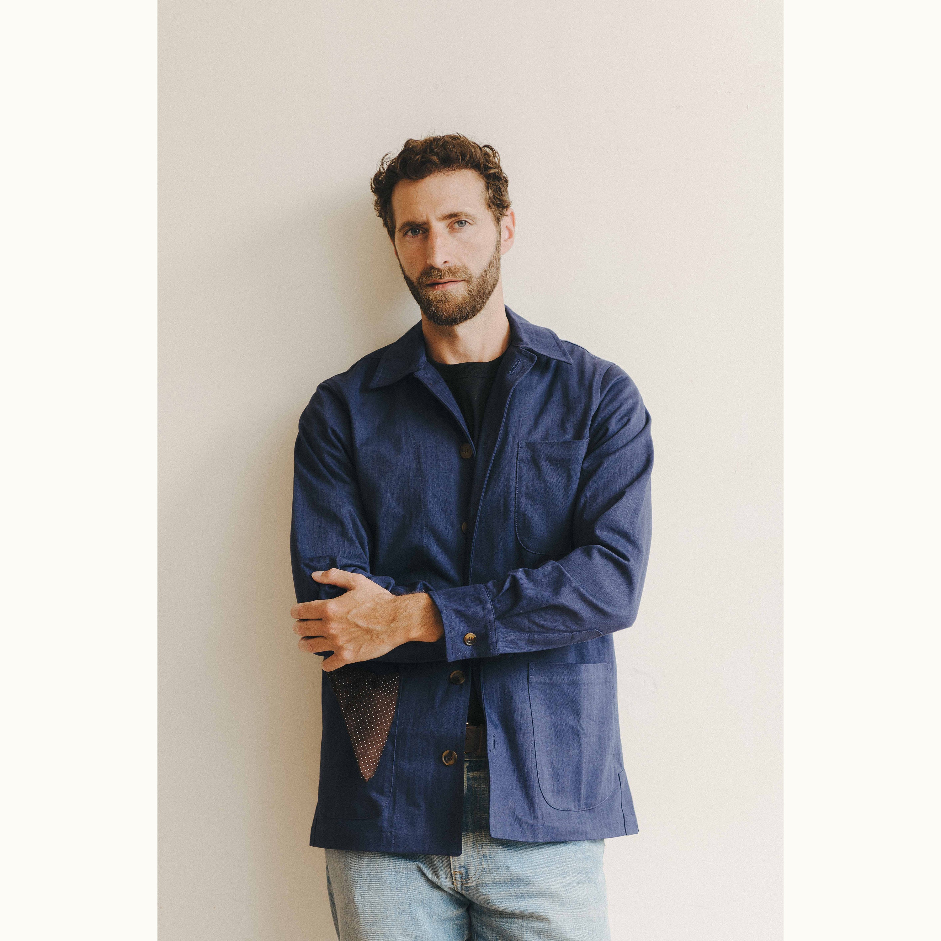 Marine Blue HBT Cotton Chore Jacket