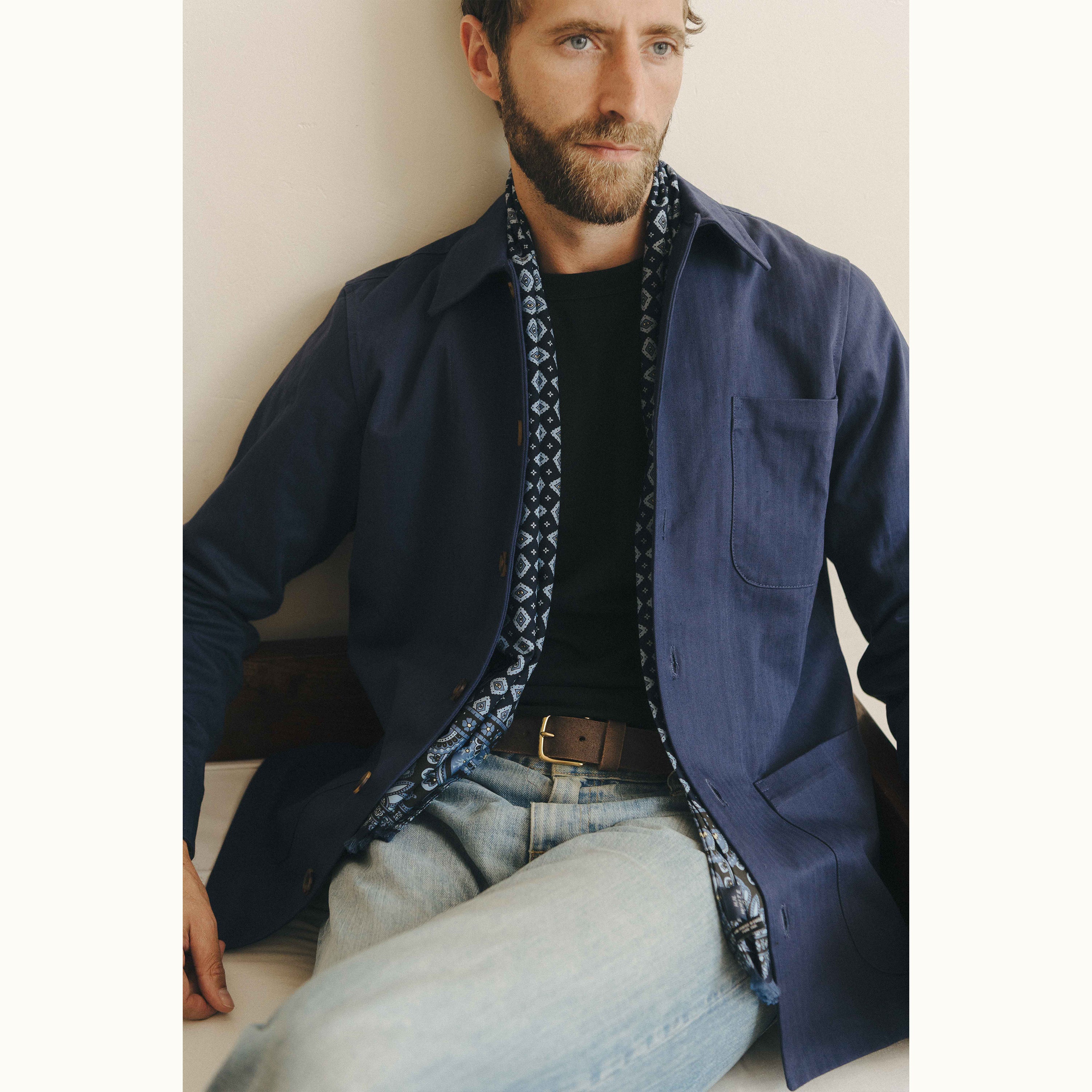 Marine Blue HBT Cotton Chore Jacket