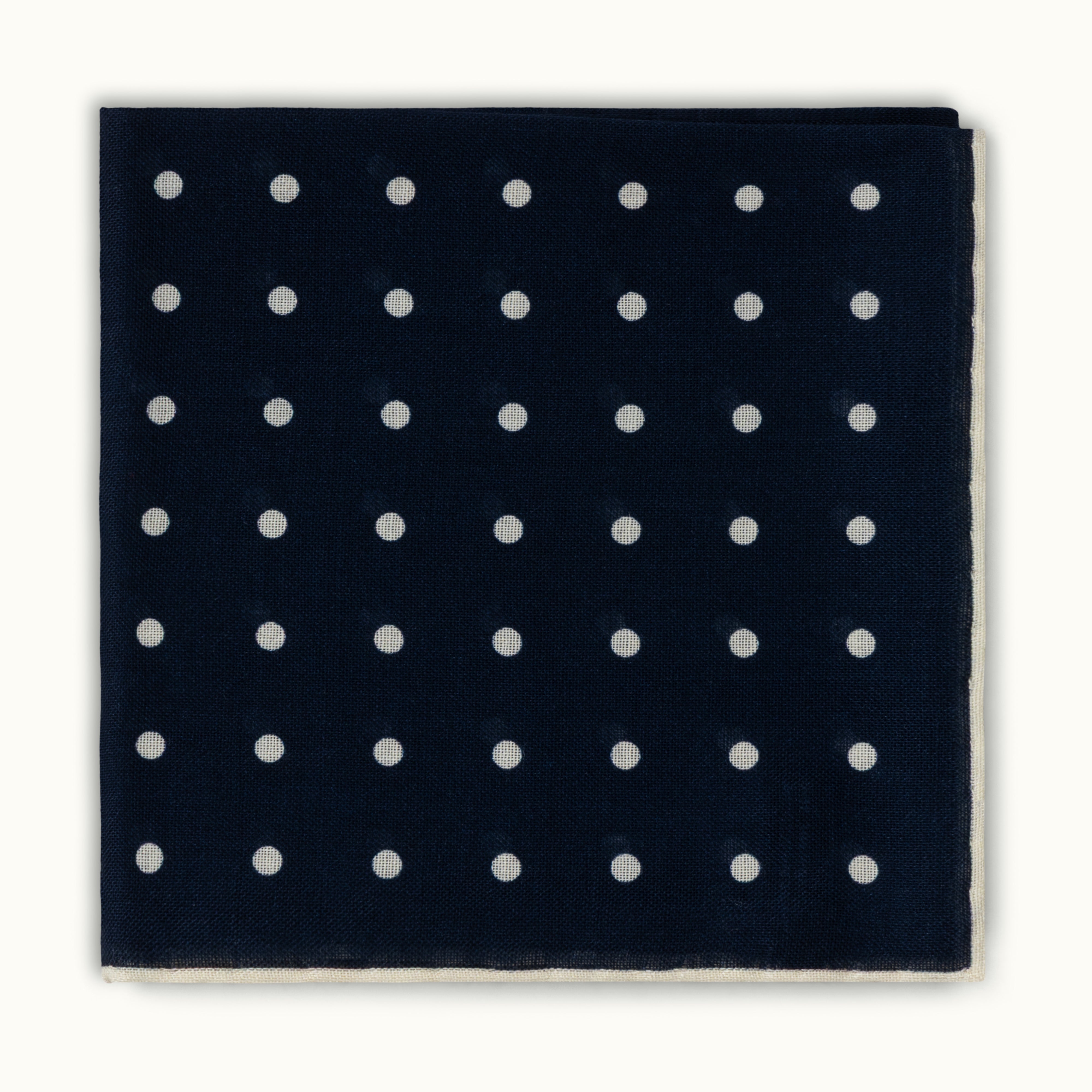 Navy Blue Wool-Silk Spotted Neckerchief