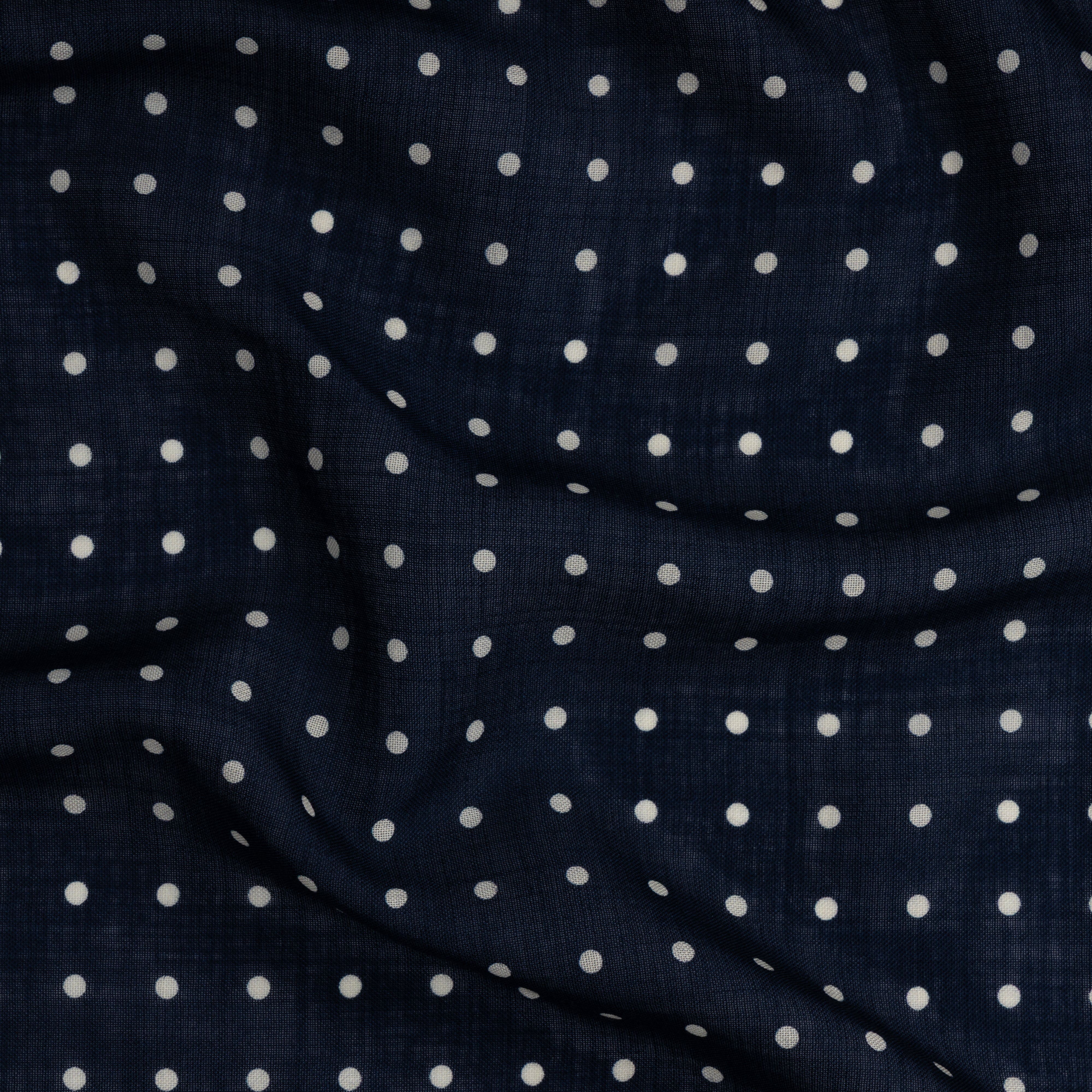 Navy Blue Wool-Silk Spotted Neckerchief