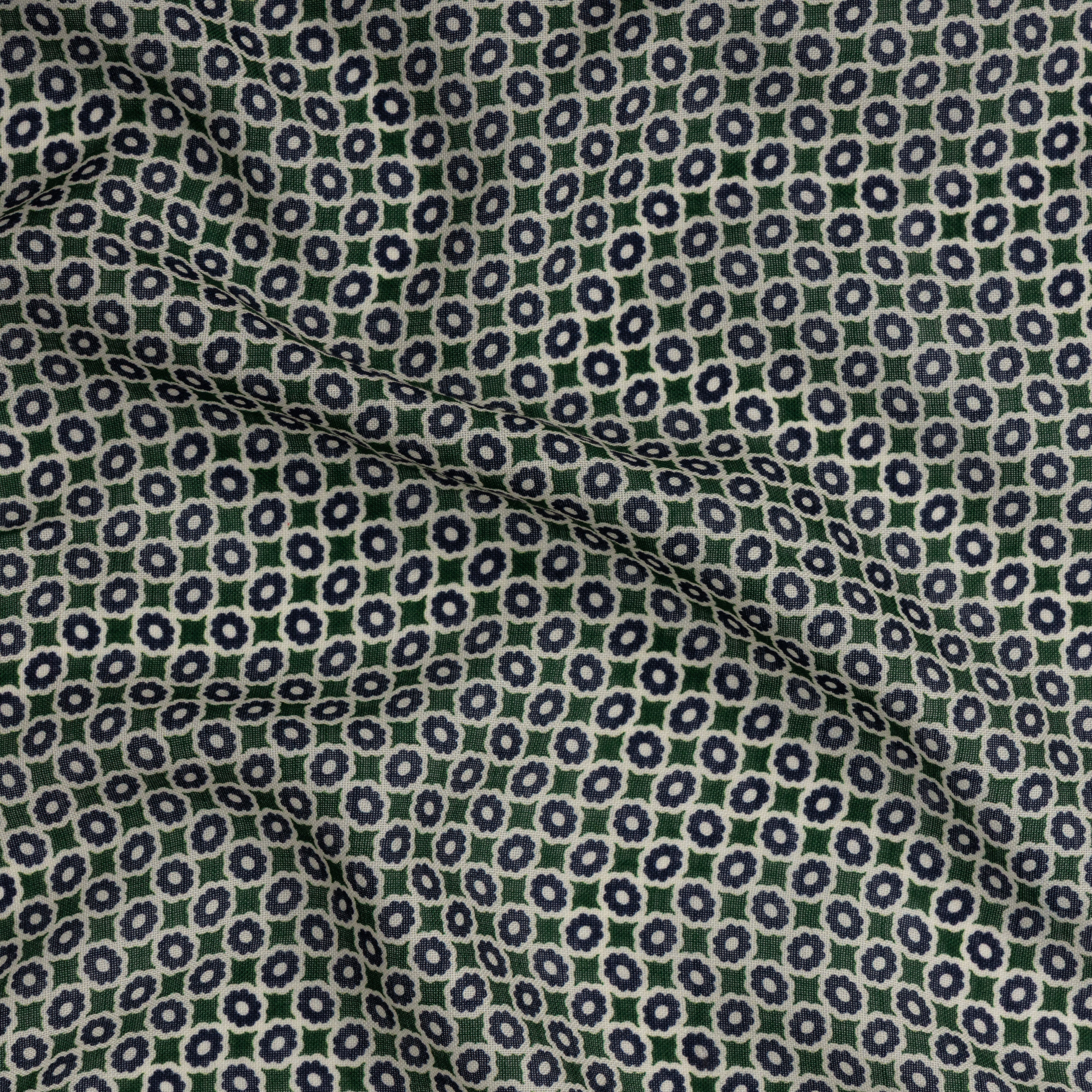 Navy & Green Archive Print Wool-Silk Neckerchief