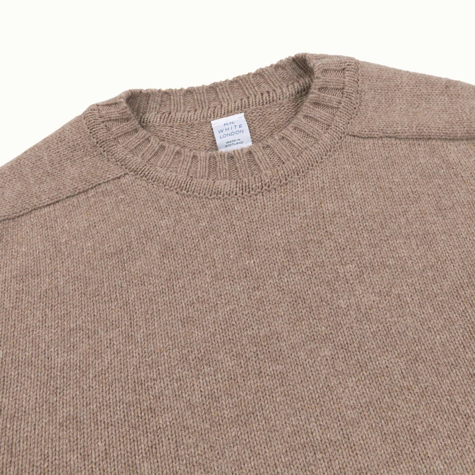 Natural Vintage 3-Ply Saddle Shoulder Crew Neck