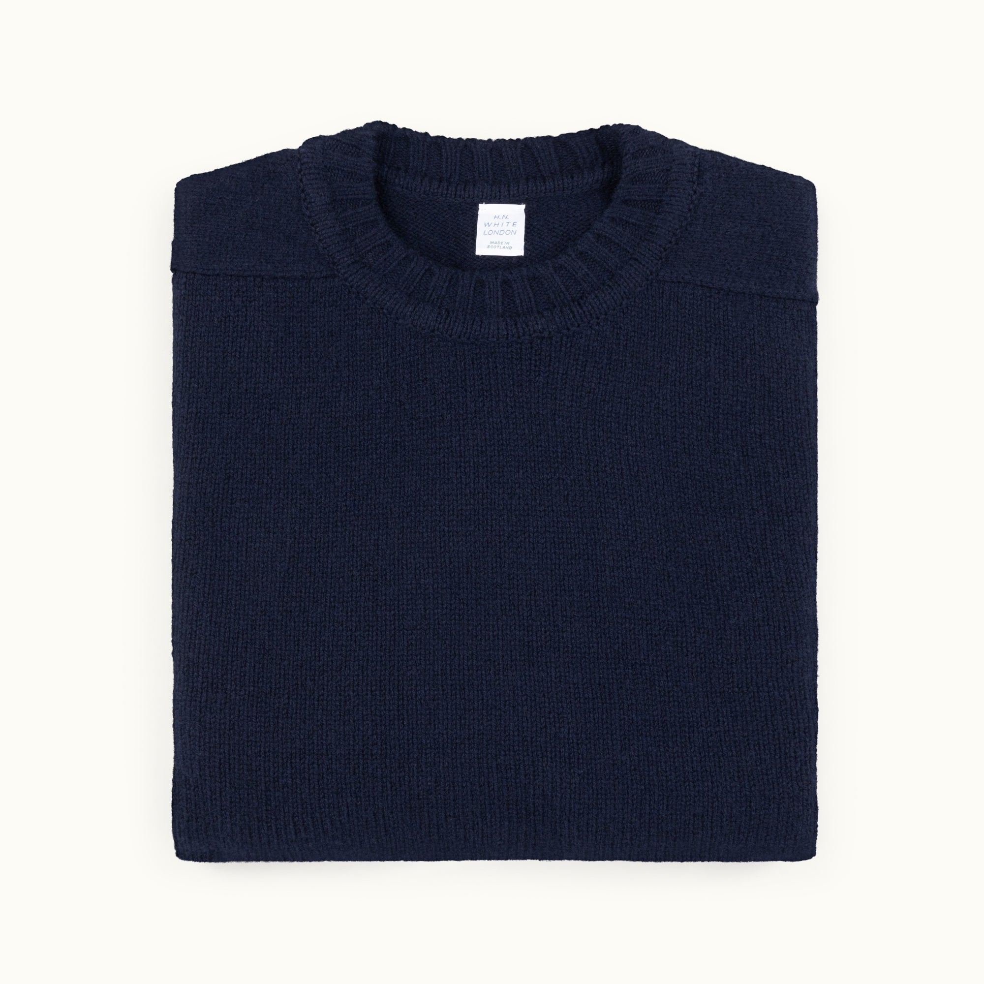 Navy Vintage 3-Ply Saddle Shoulder Crew Neck