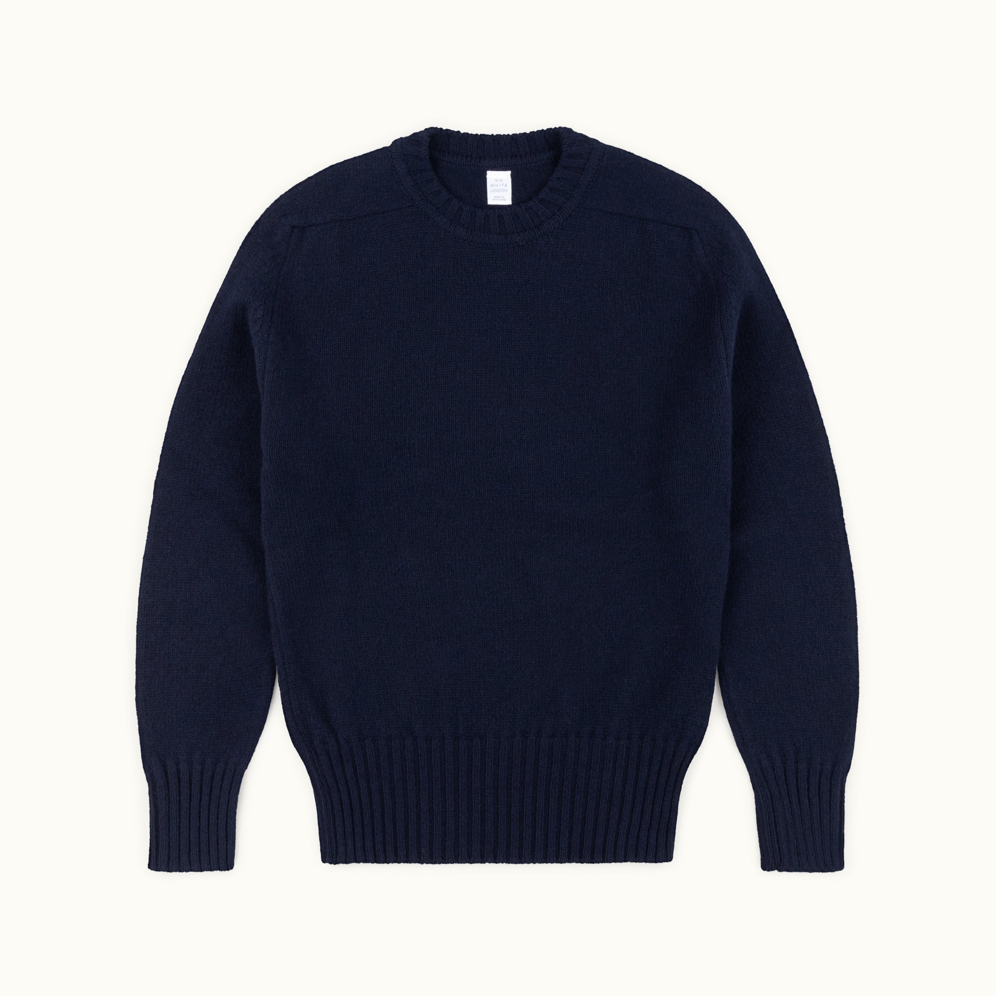 Navy Vintage 3-Ply Saddle Shoulder Crew Neck