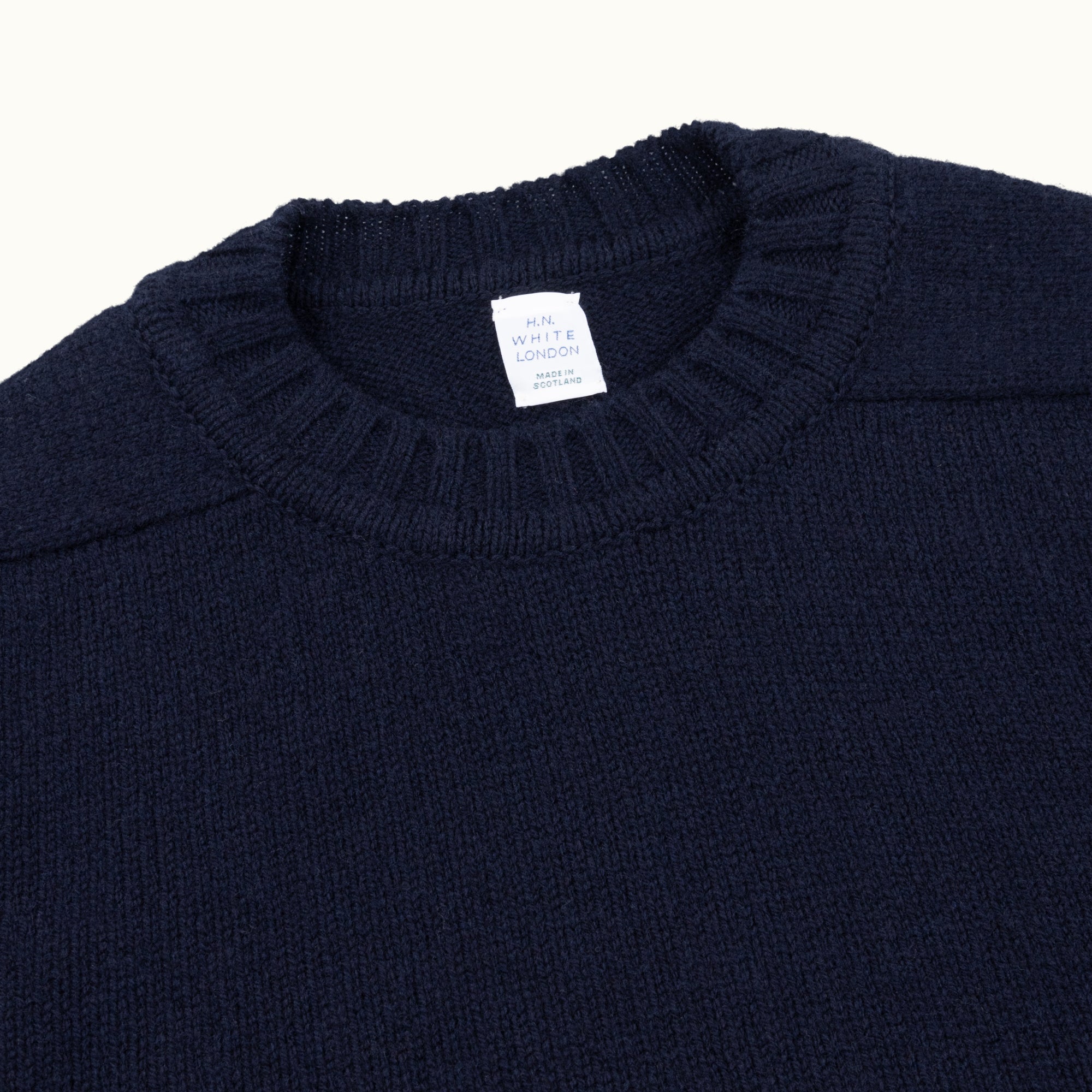 Navy Vintage 3-Ply Saddle Shoulder Crew Neck