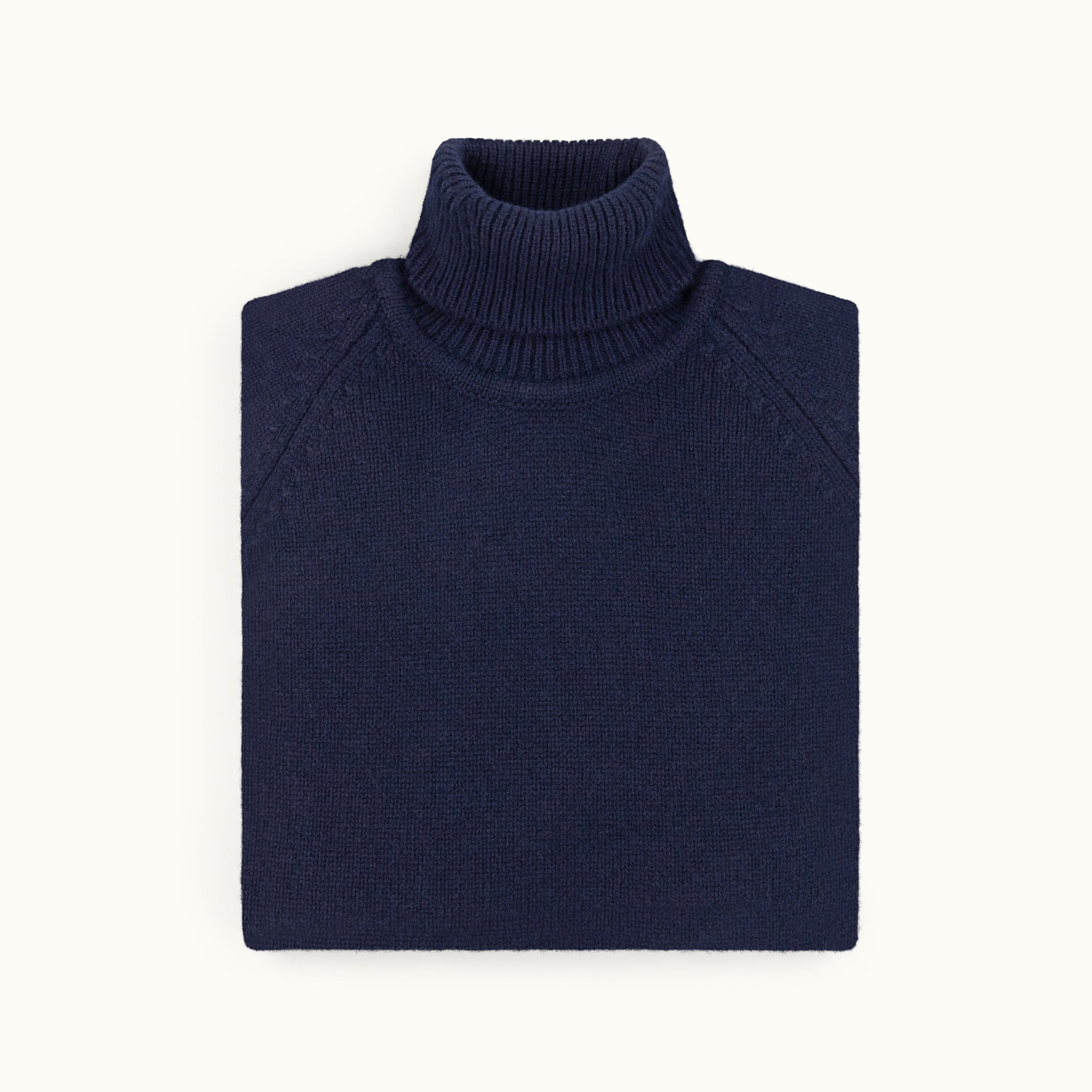 Navy Raglan Cashmere Roll Neck