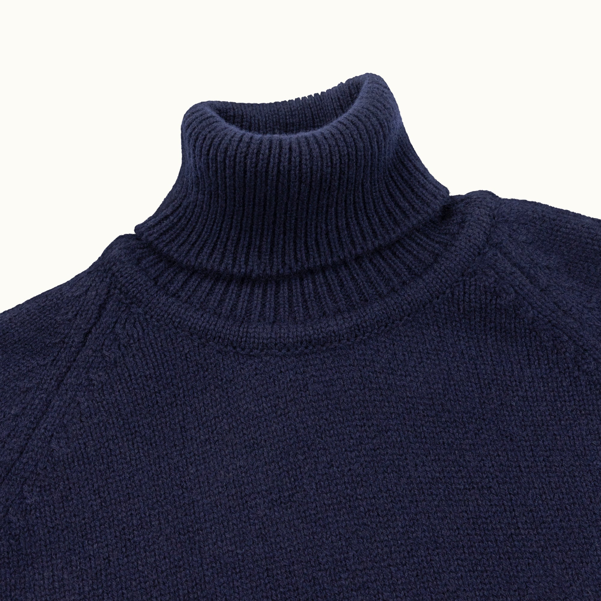 Navy Raglan Cashmere Roll Neck