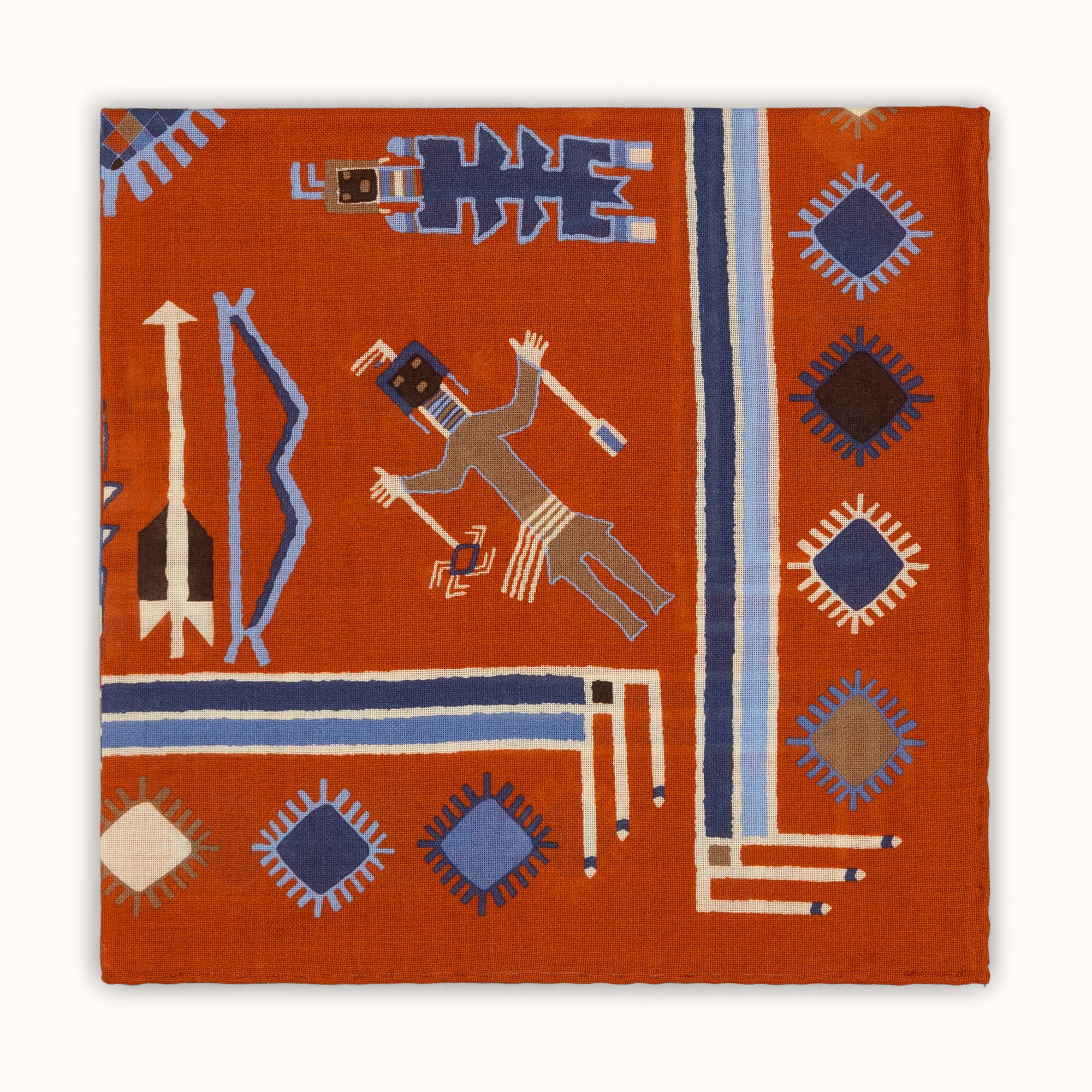 Rust Aztec Pocket Square