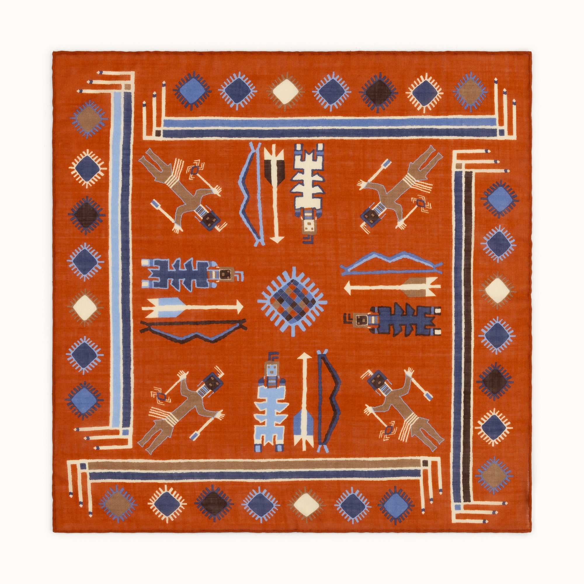Rust Aztec Pocket Square