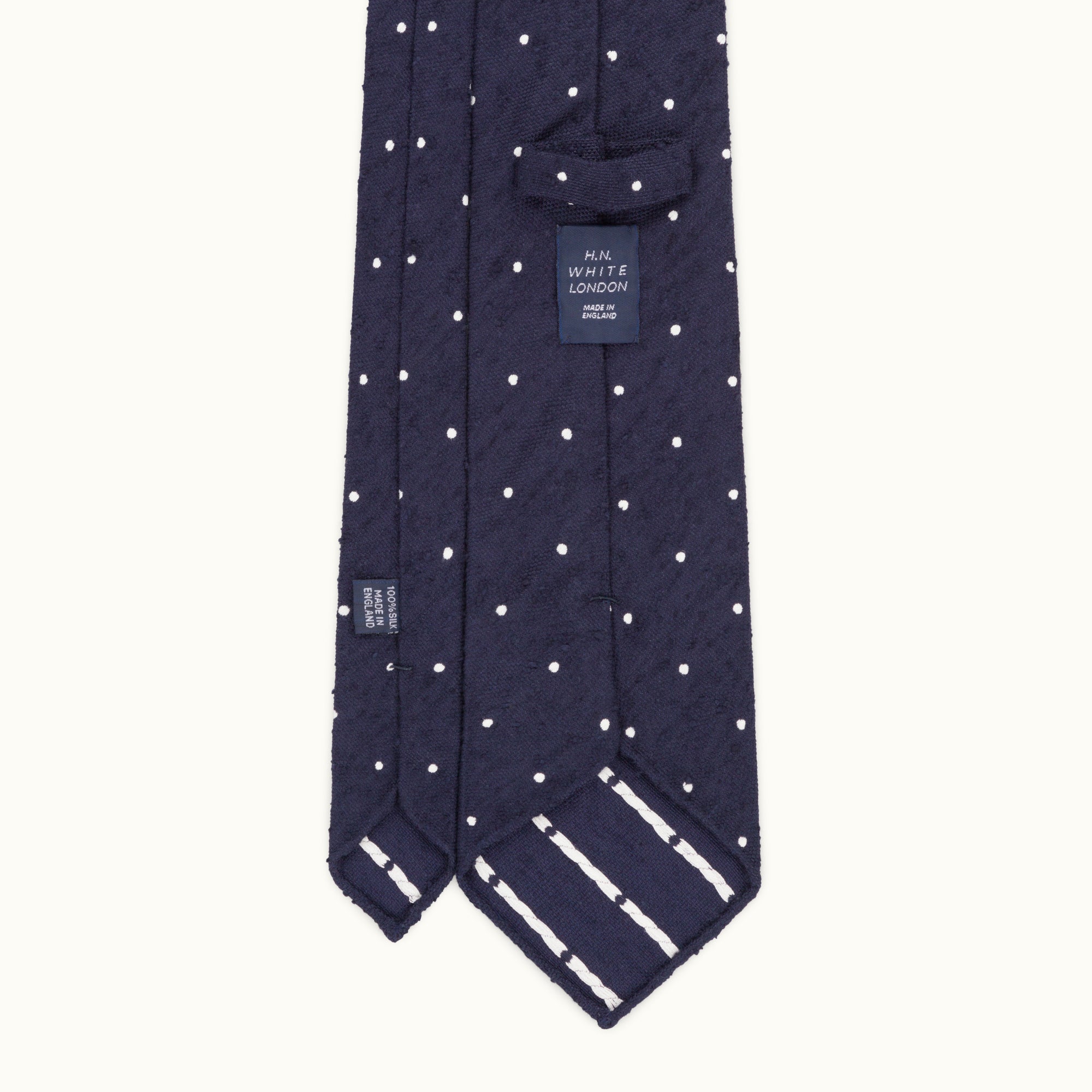 Navy Blue Spot Shantung Silk Tie