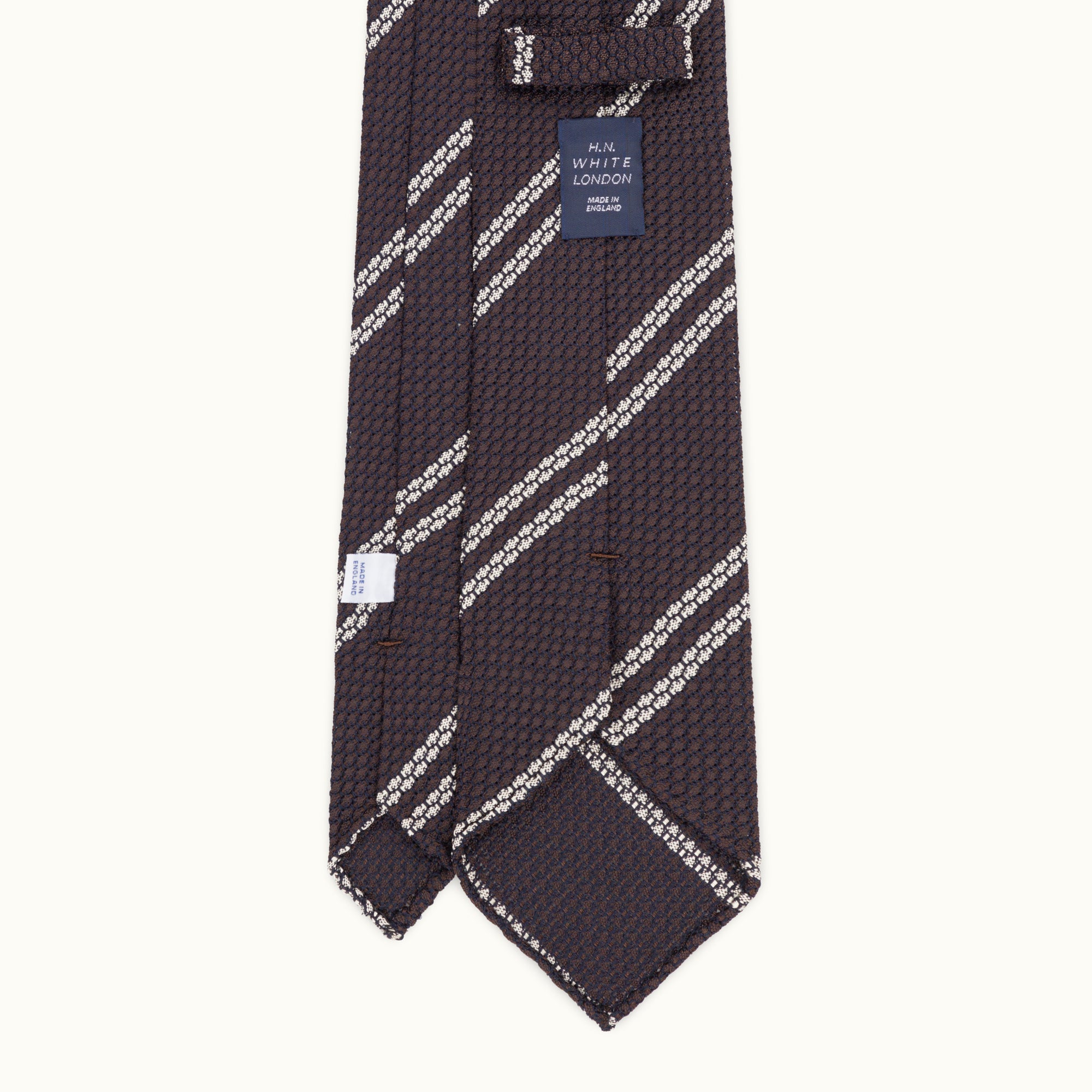 Brown Club Stripe Grenadine Tie