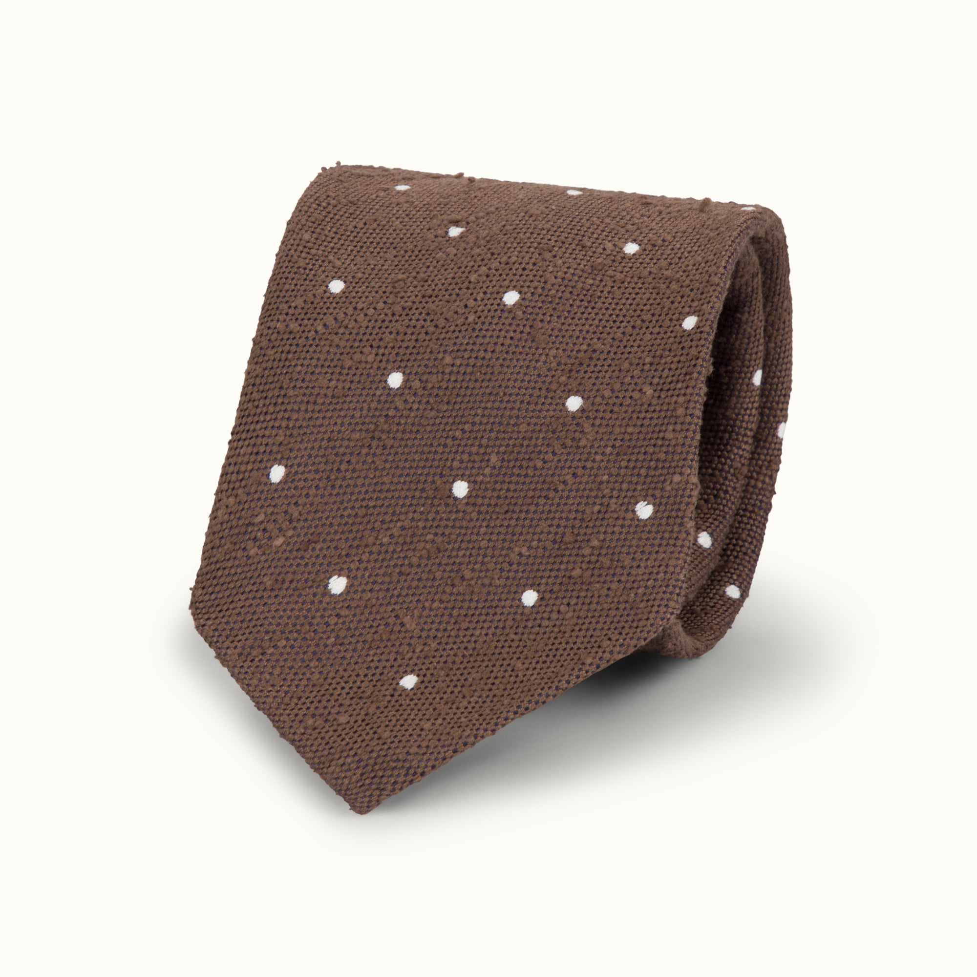 Brown Spot Shantung Silk Tie