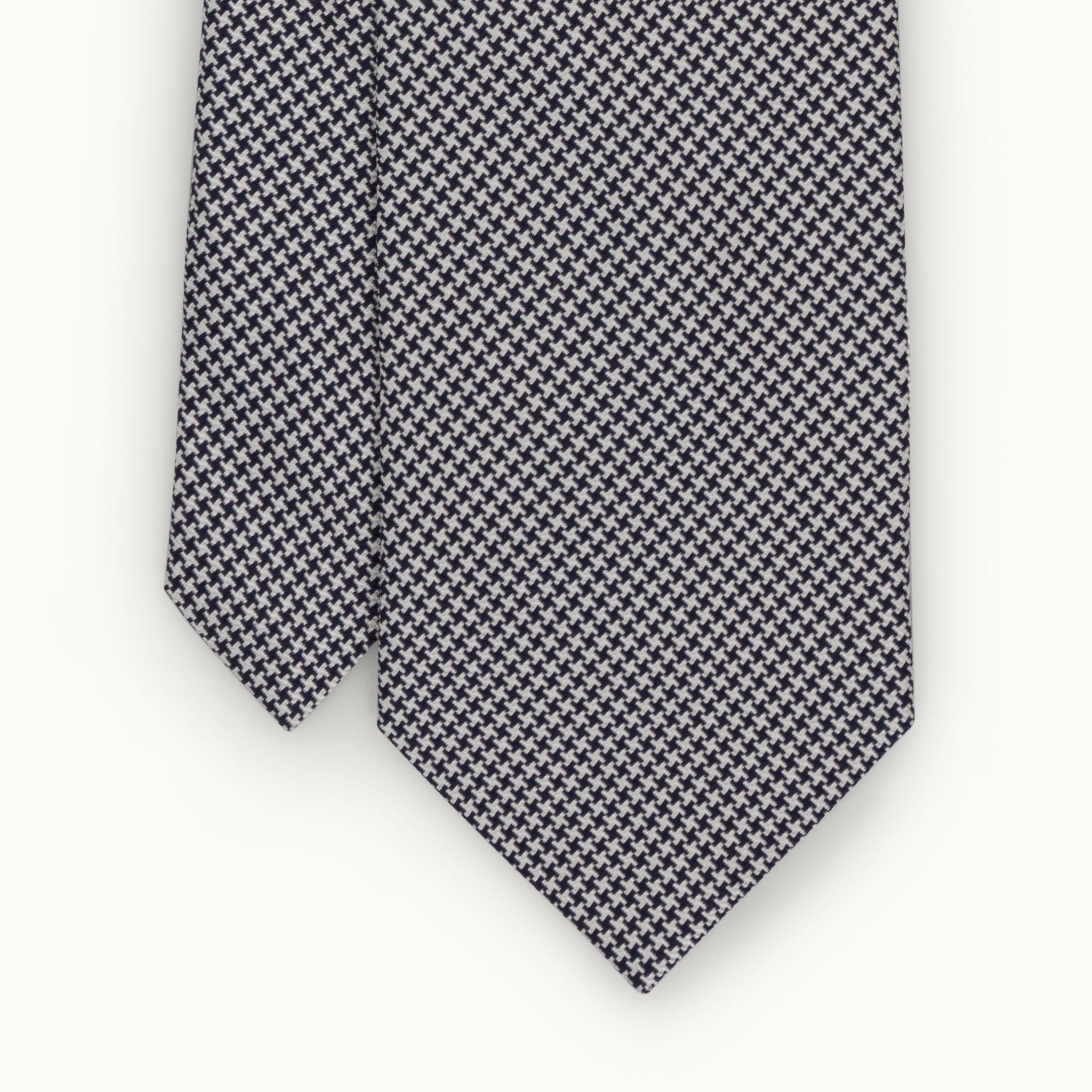 Navy & Silver Houndstooth Silk Tie