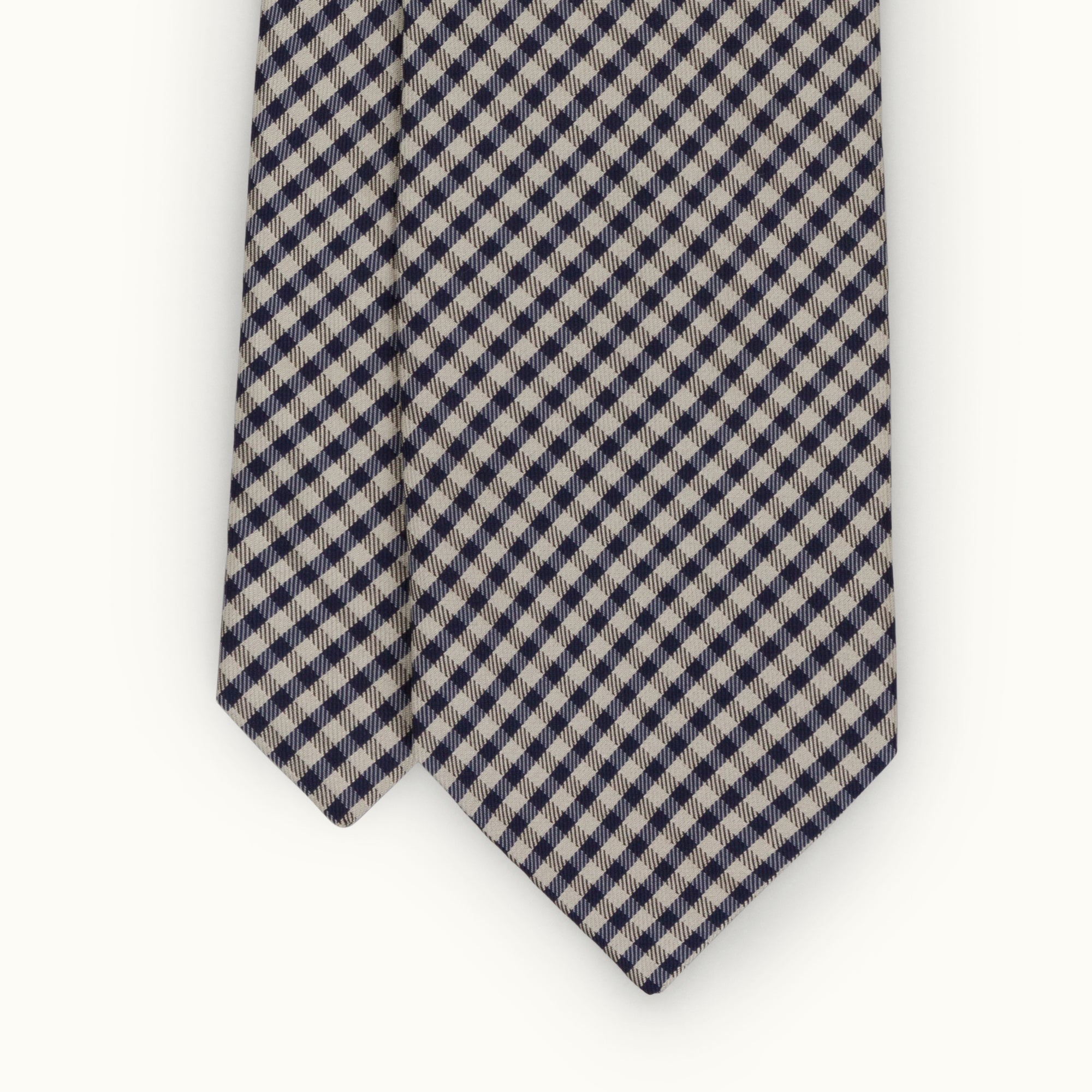 Navy Shepherd's Check Silk Tie