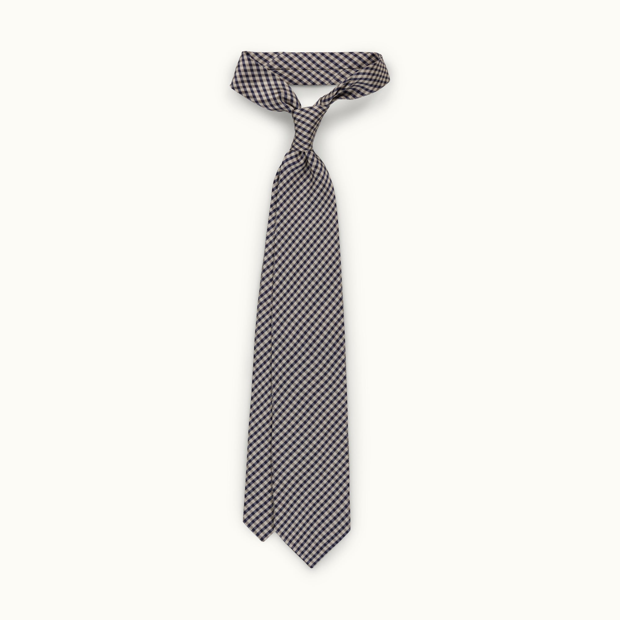 Navy Shepherd's Check Silk Tie