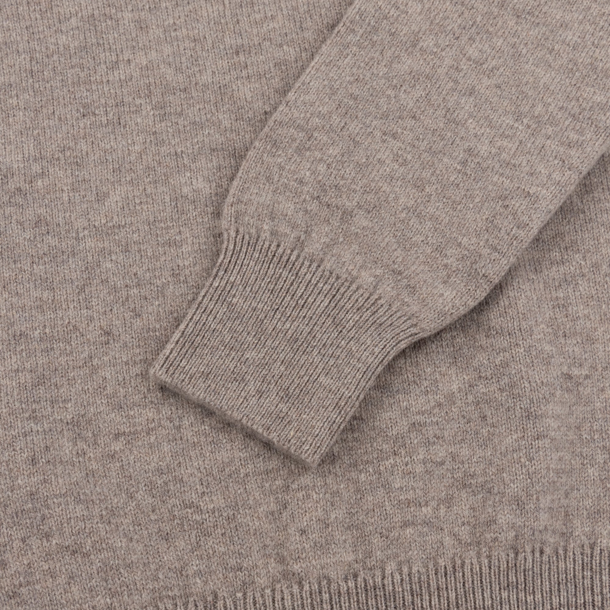 Taupe Lambswool Saddle Shoulder Crew Neck