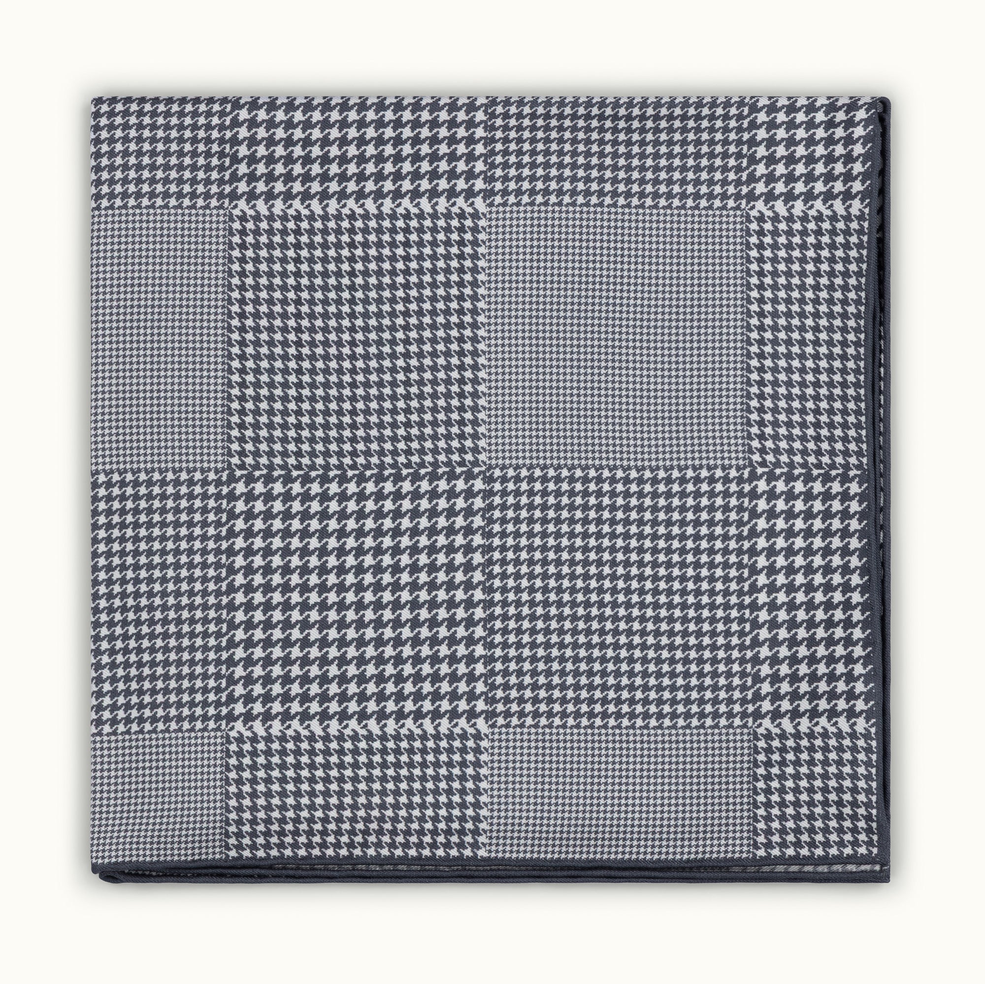 Grey Houndstooth Silk Pocket Square