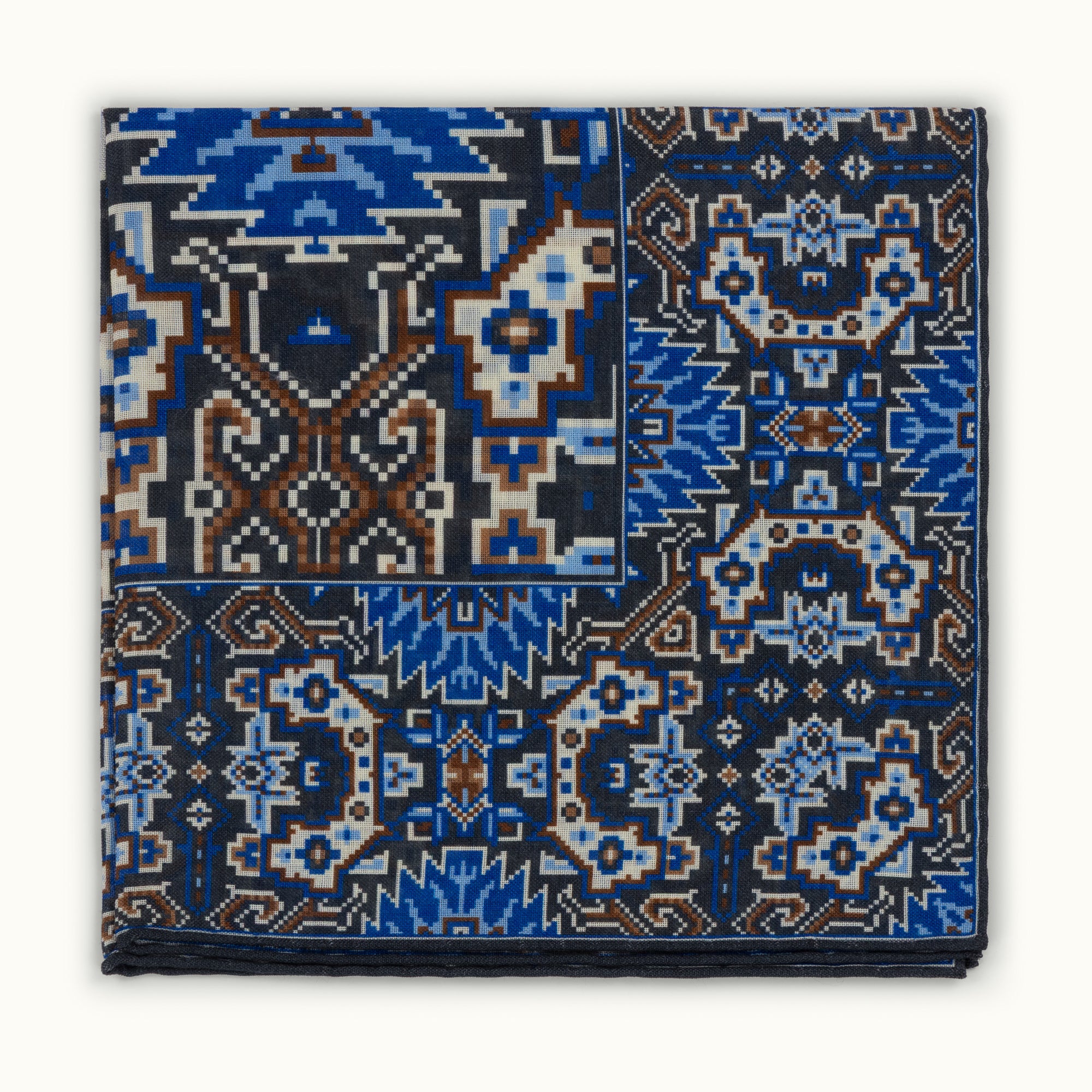 Grey Pixelated Paisley Pocket Square