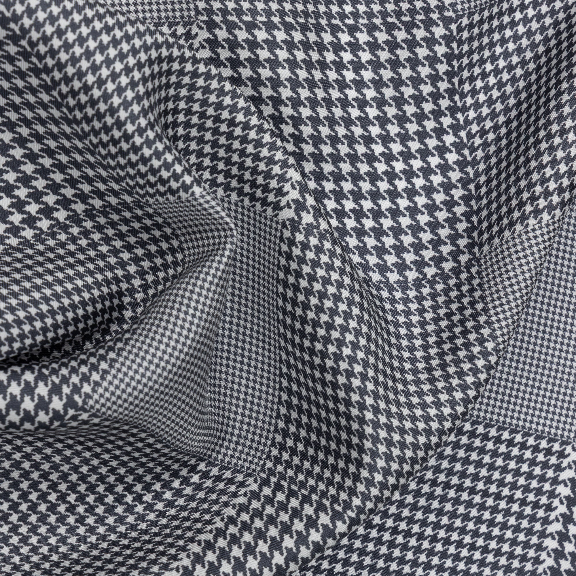 Grey Houndstooth Silk Pocket Square