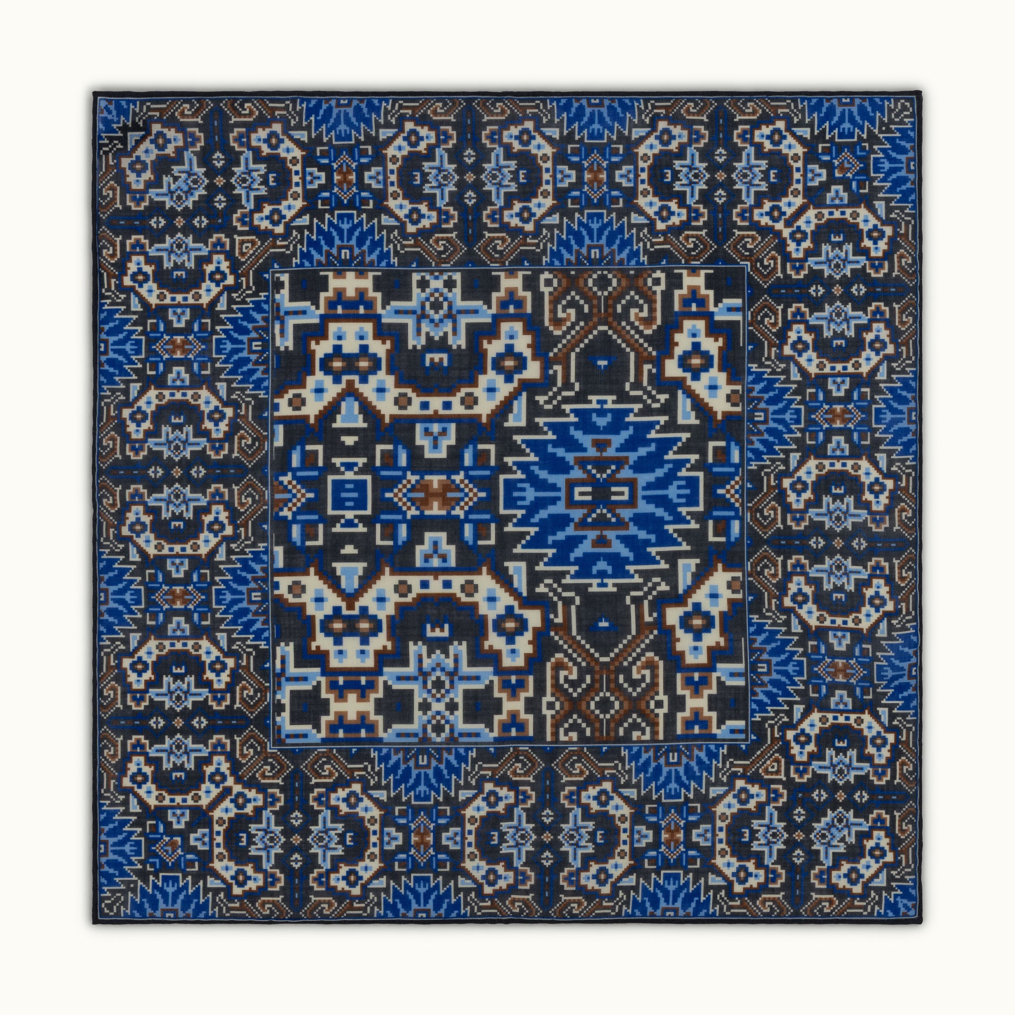 ネイビー & バーガンディ アブストラクト ポケット チーフ