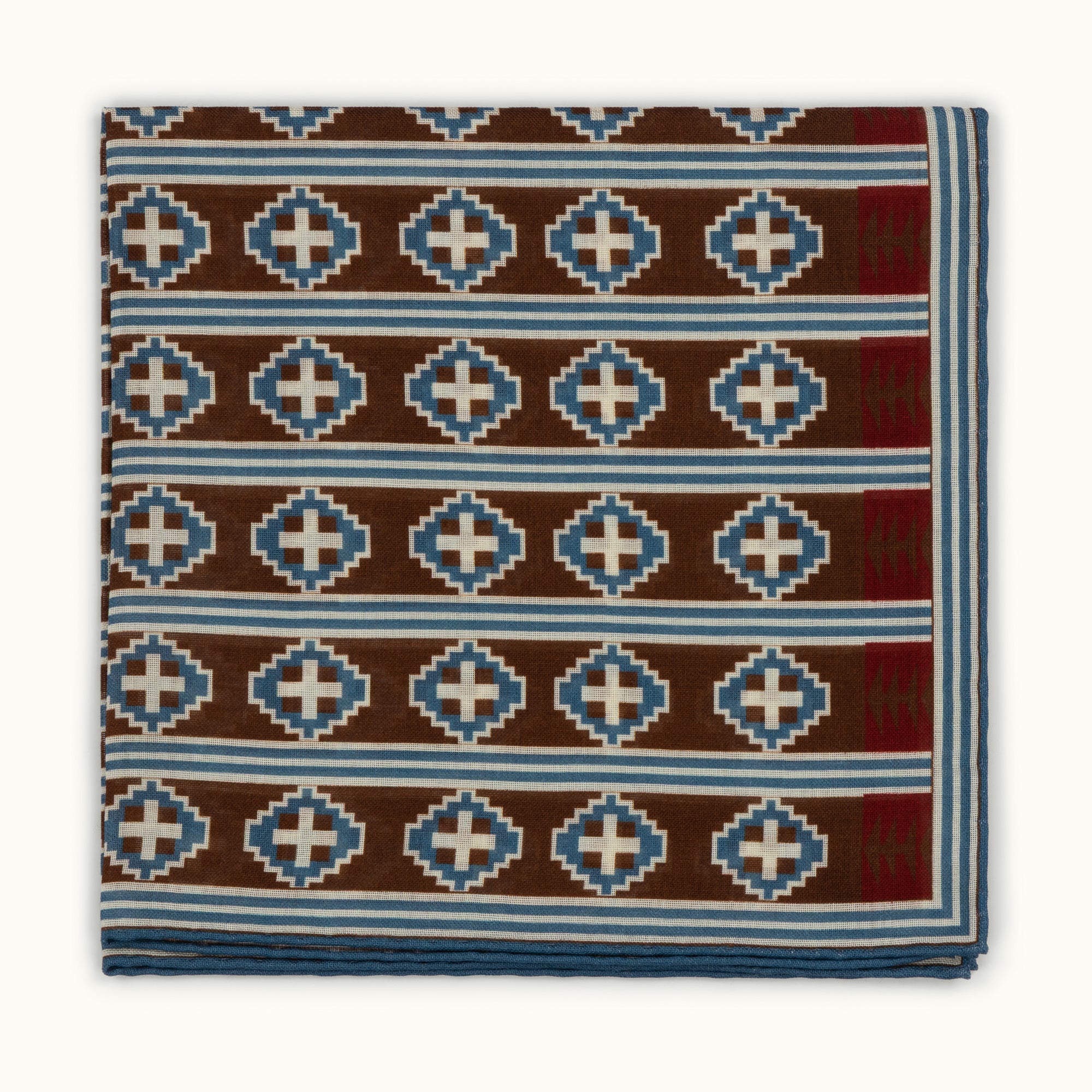 Turquoise & Brown Kilim Pocket Square