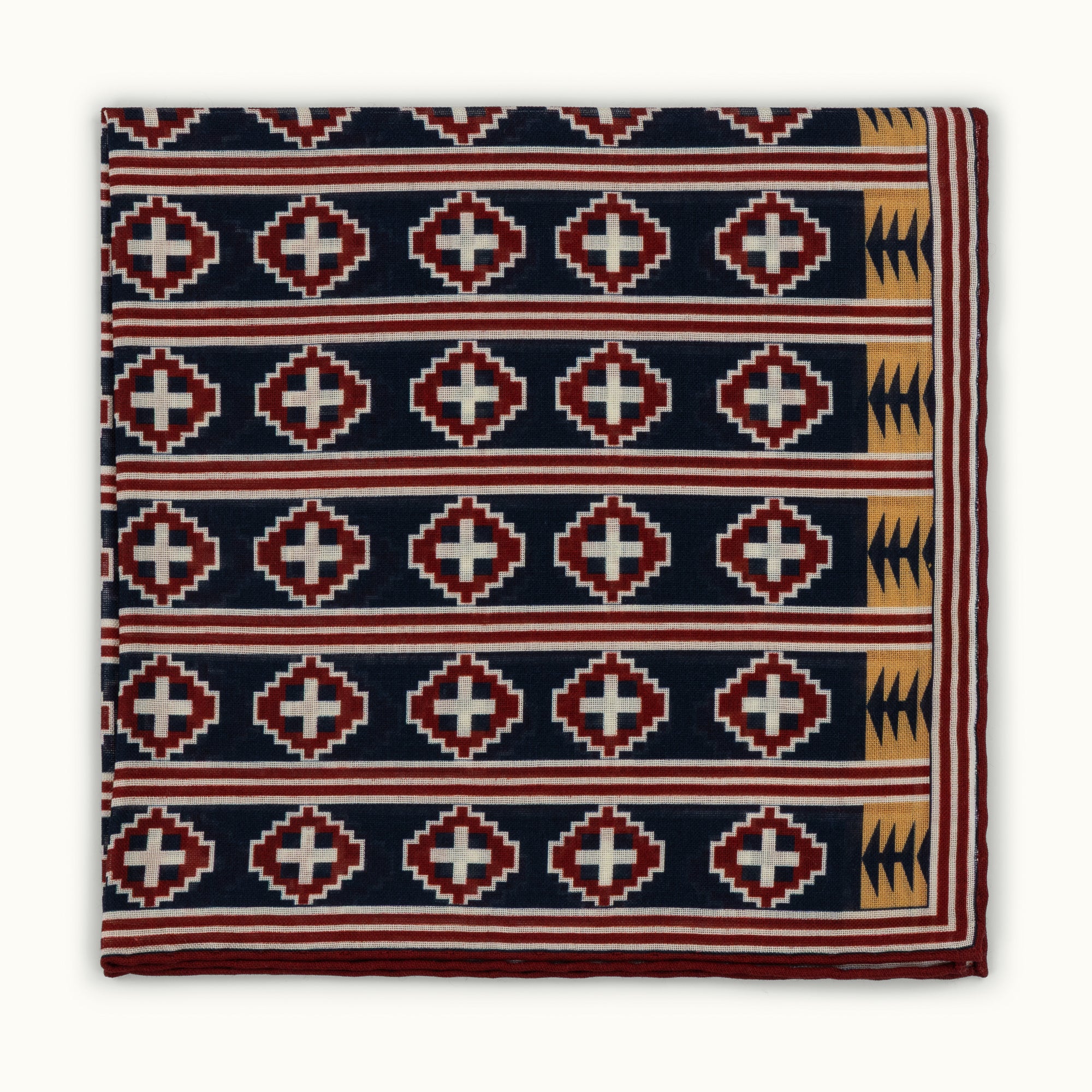 Navy & Red Kilim Pocket Square
