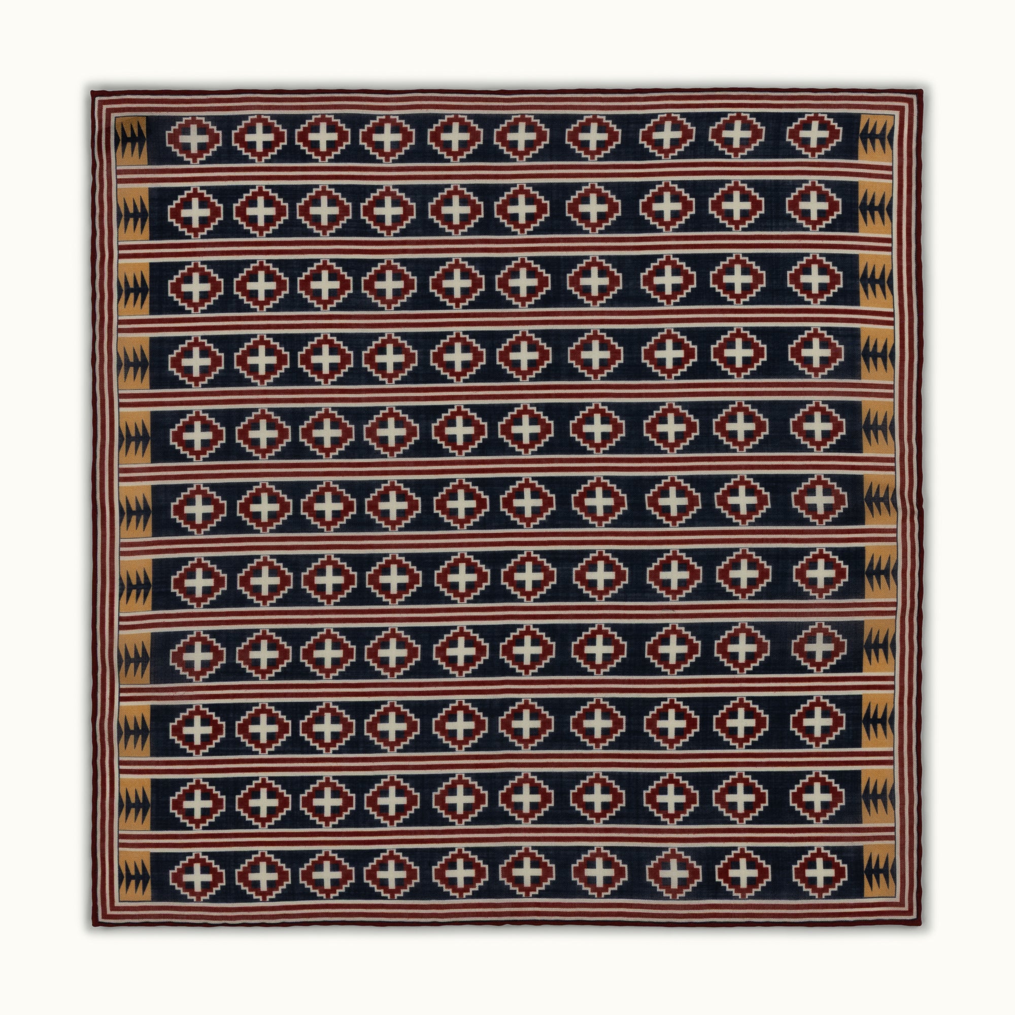 Navy & Red Kilim Pocket Square