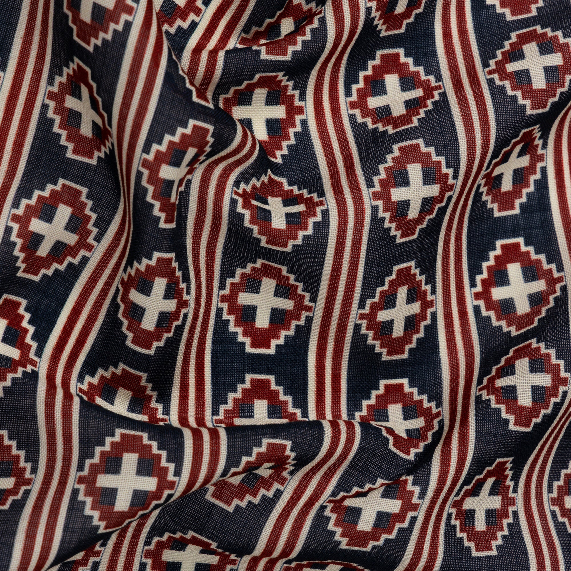 Navy & Red Kilim Pocket Square