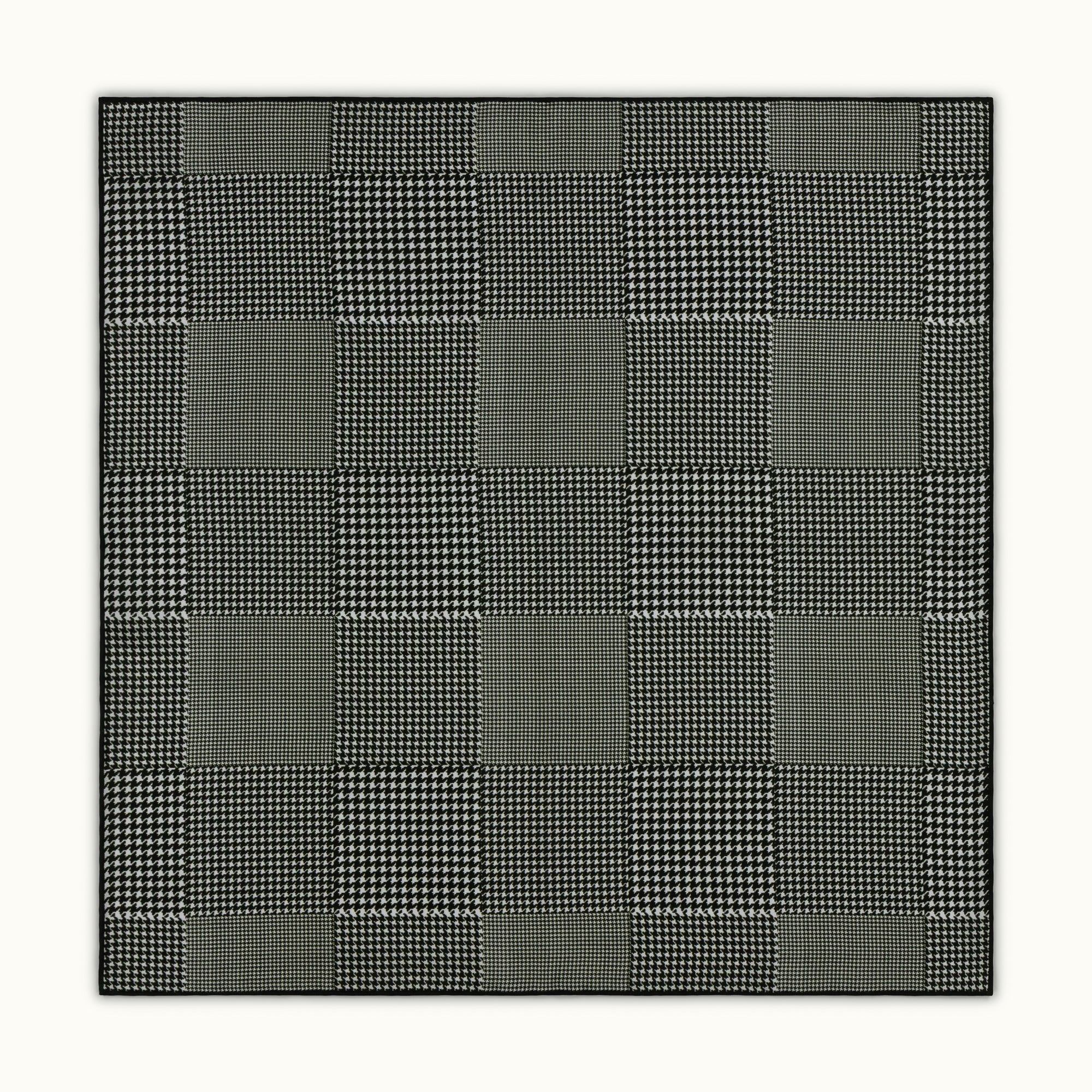 Olive Houndstooth Silk Pocket Square