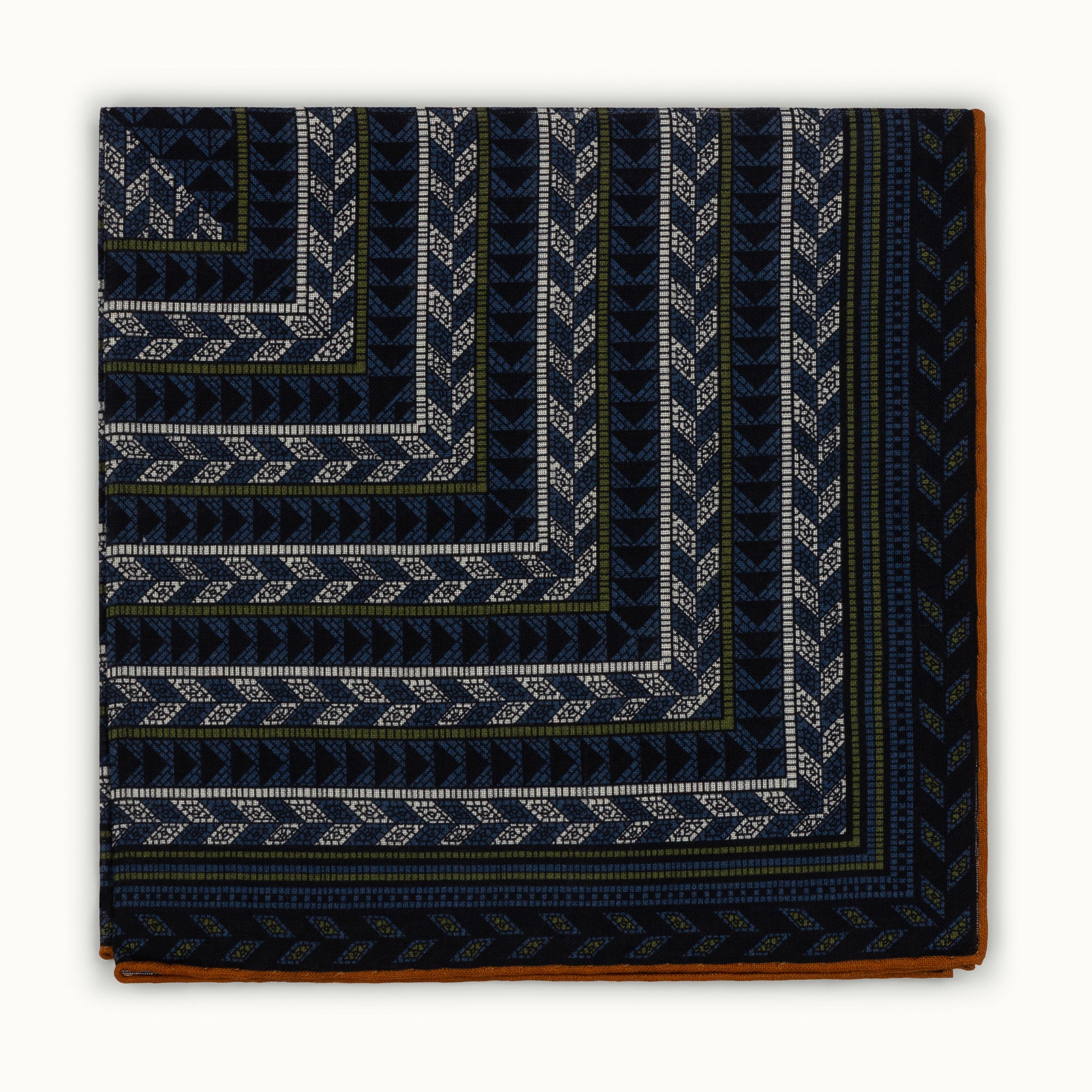 Navy & Olive Mosaic Tile Pocket Square