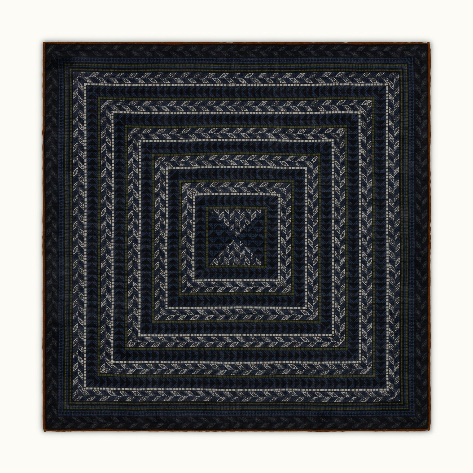 ネイビー & バーガンディ アブストラクト ポケット チーフ