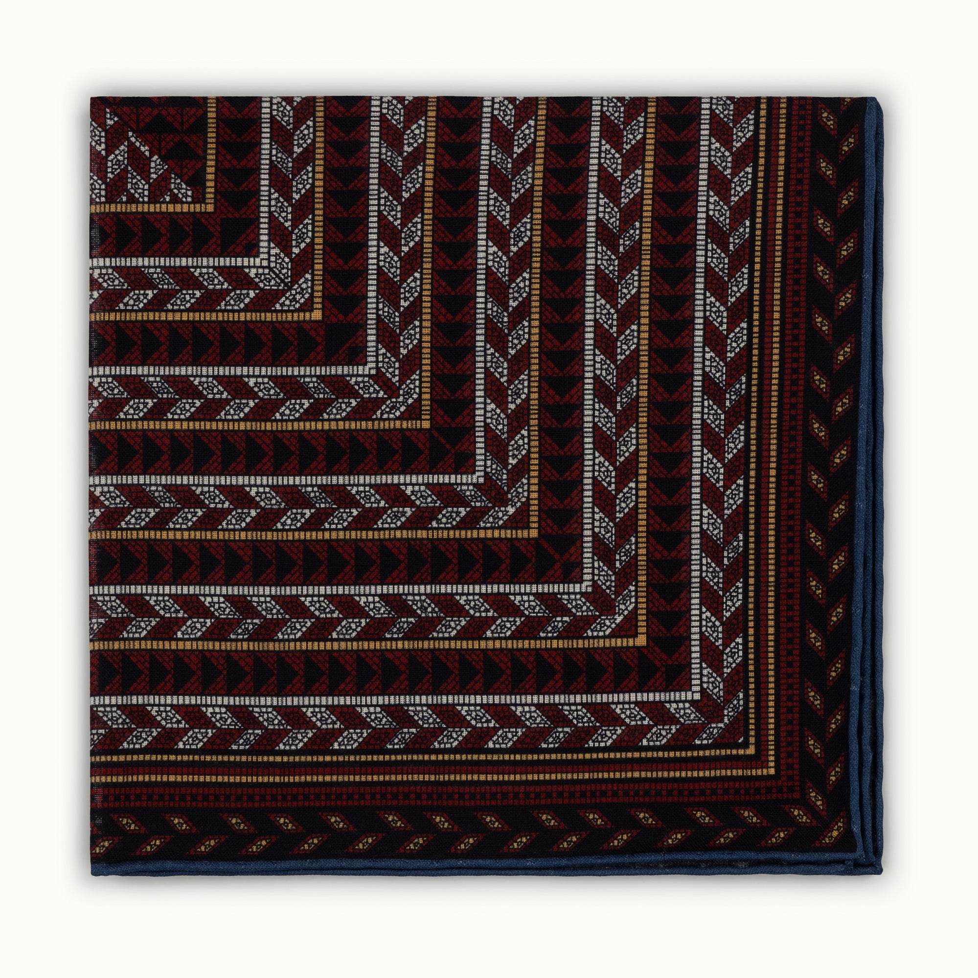 Burgundy & Ecru Mosaic Tile Pocket Square