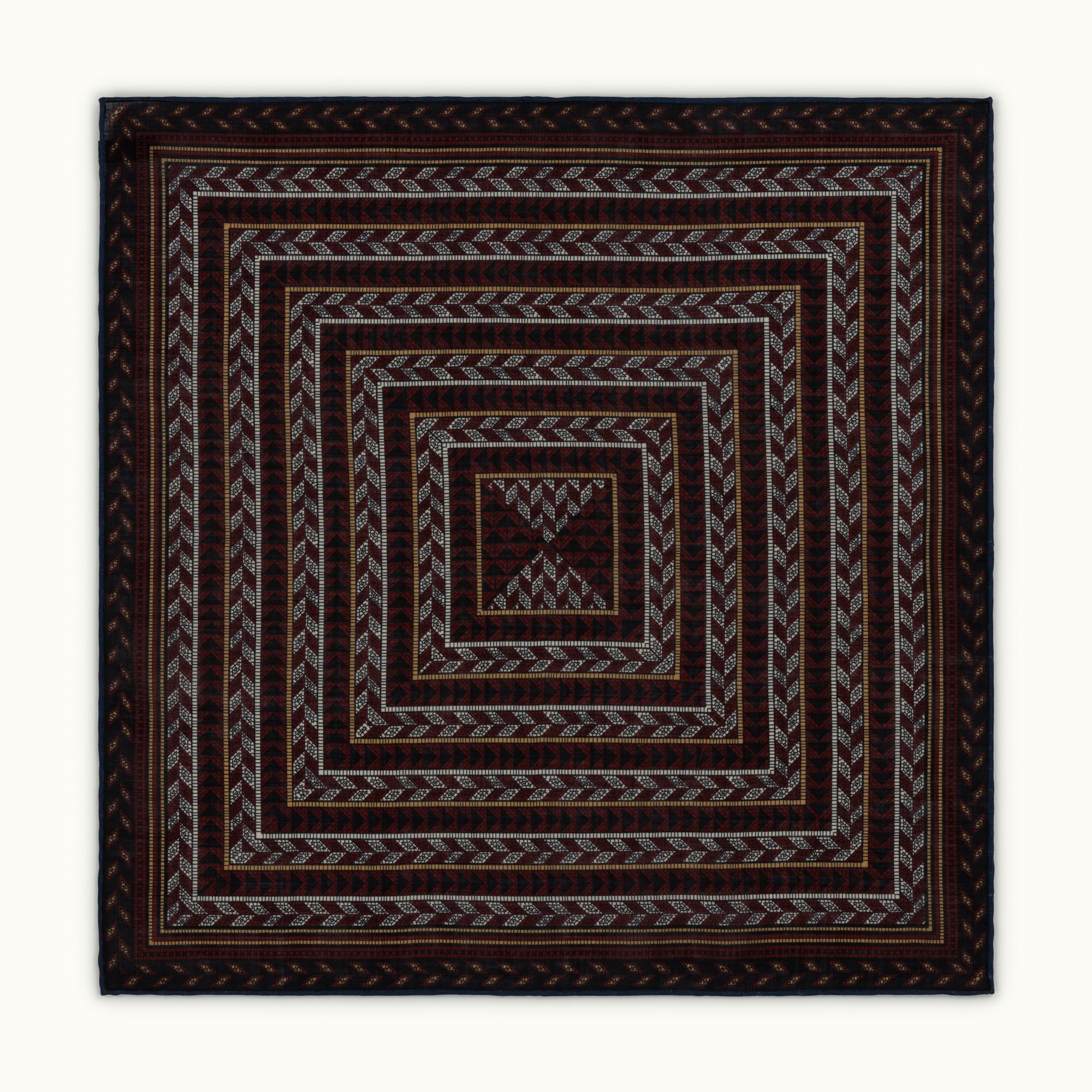 ネイビー & バーガンディ アブストラクト ポケット チーフ