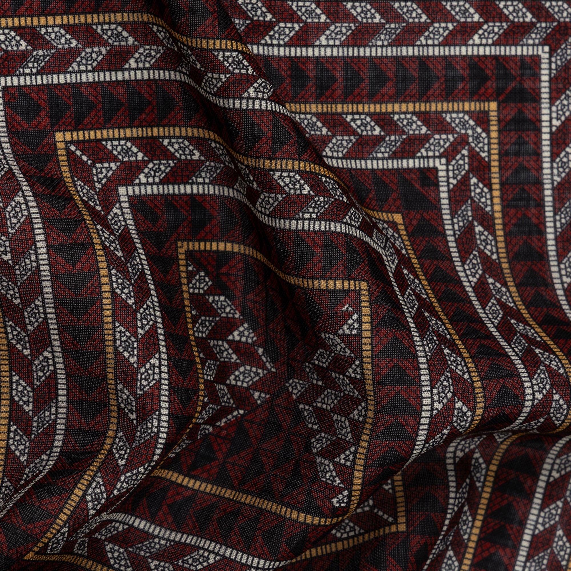 ネイビー & バーガンディ アブストラクト ポケット チーフ