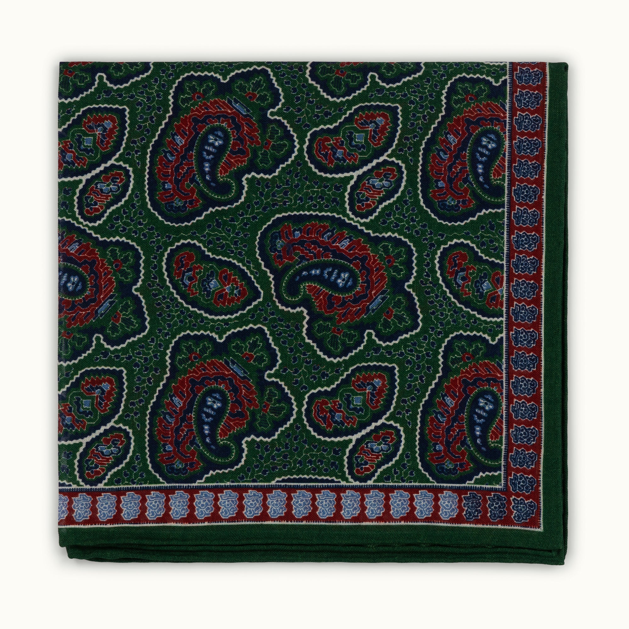 Green Paisley Archival Print Pocket Square