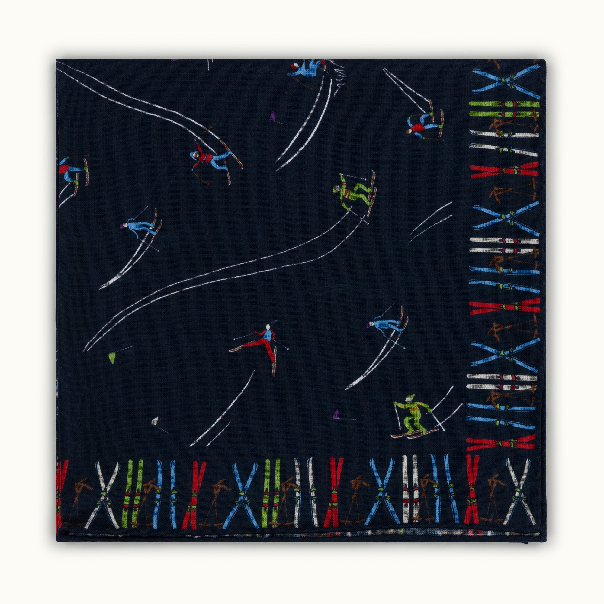 Navy Blue Skier Print Pocket Square