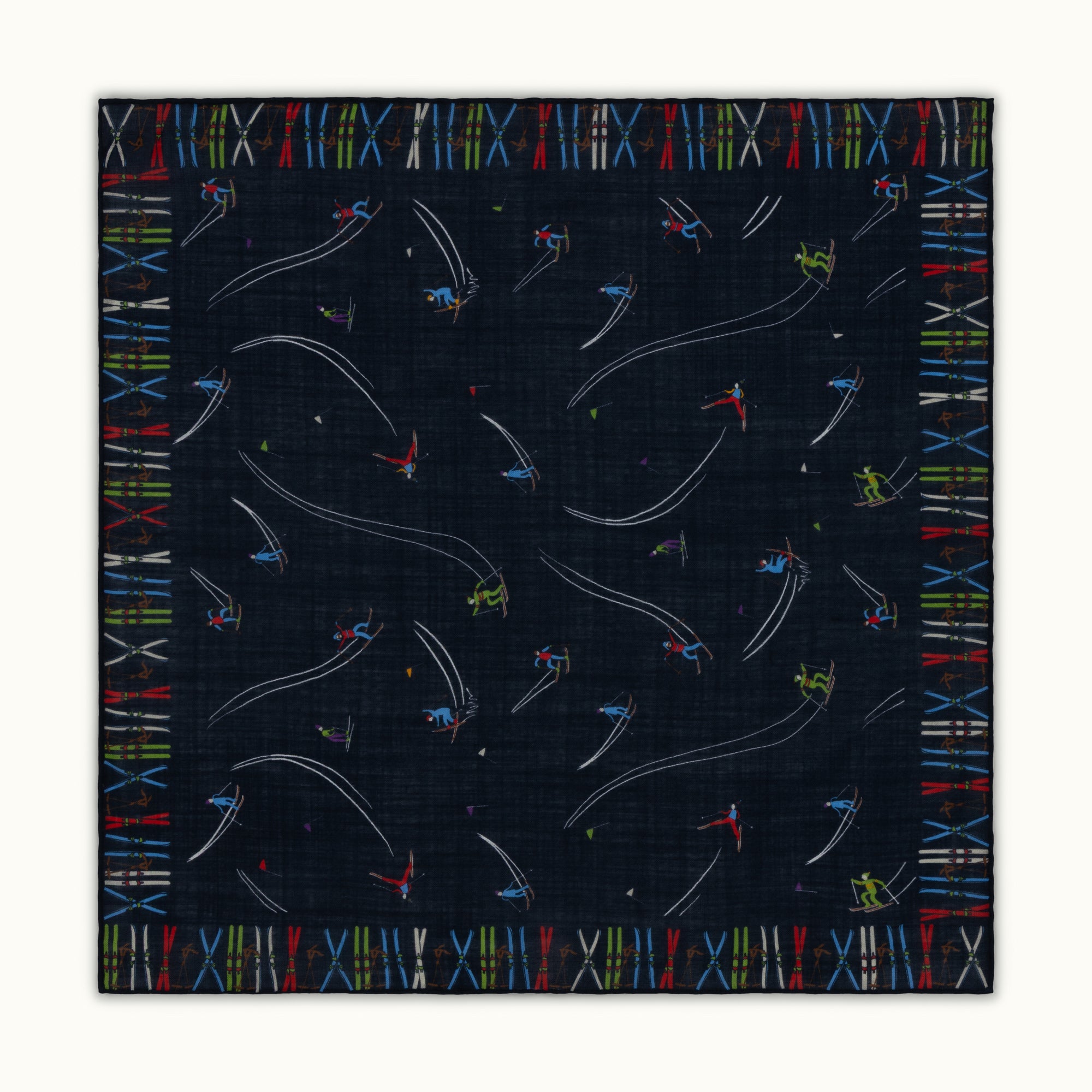 Navy Blue Skier Print Pocket Square