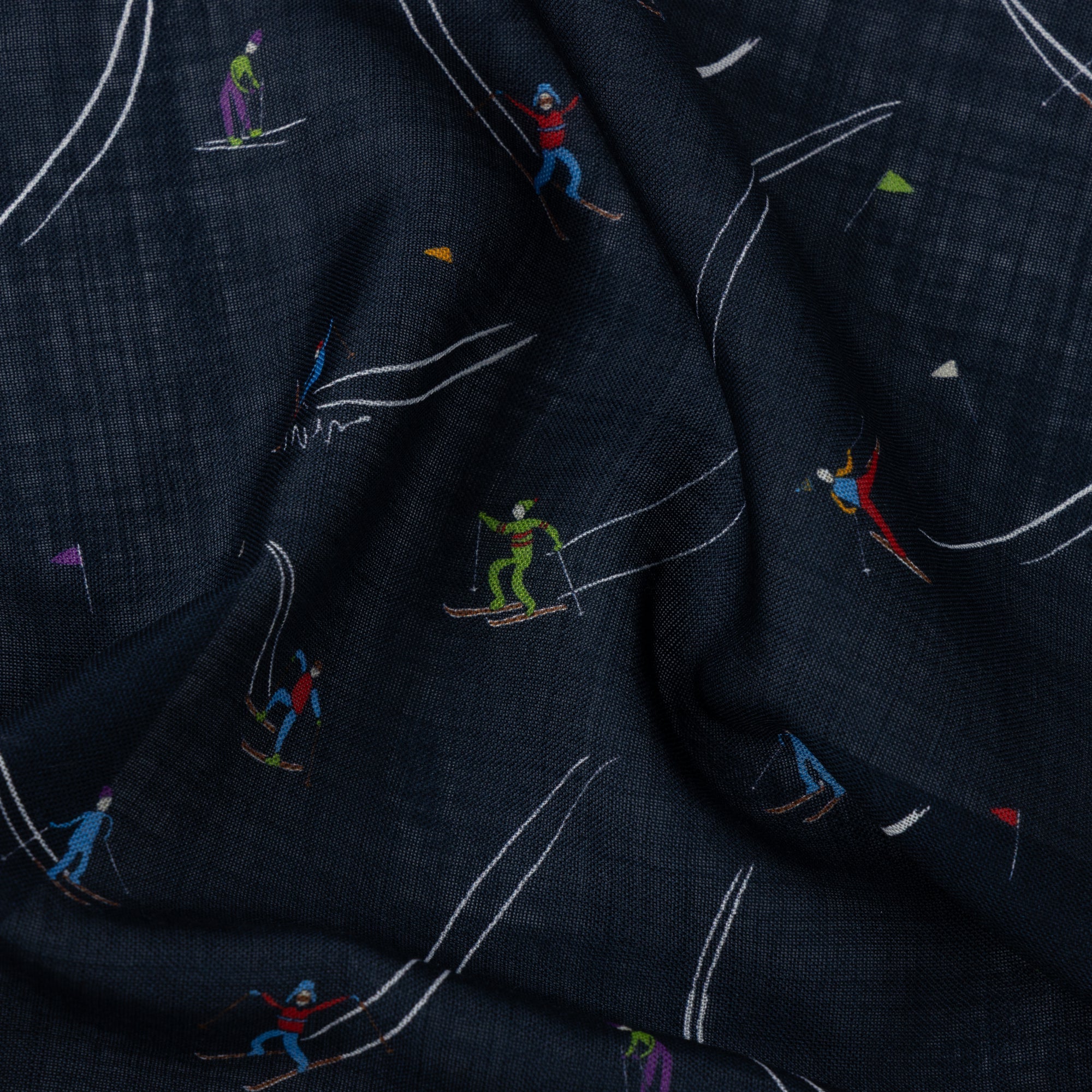 Navy Blue Skier Print Pocket Square