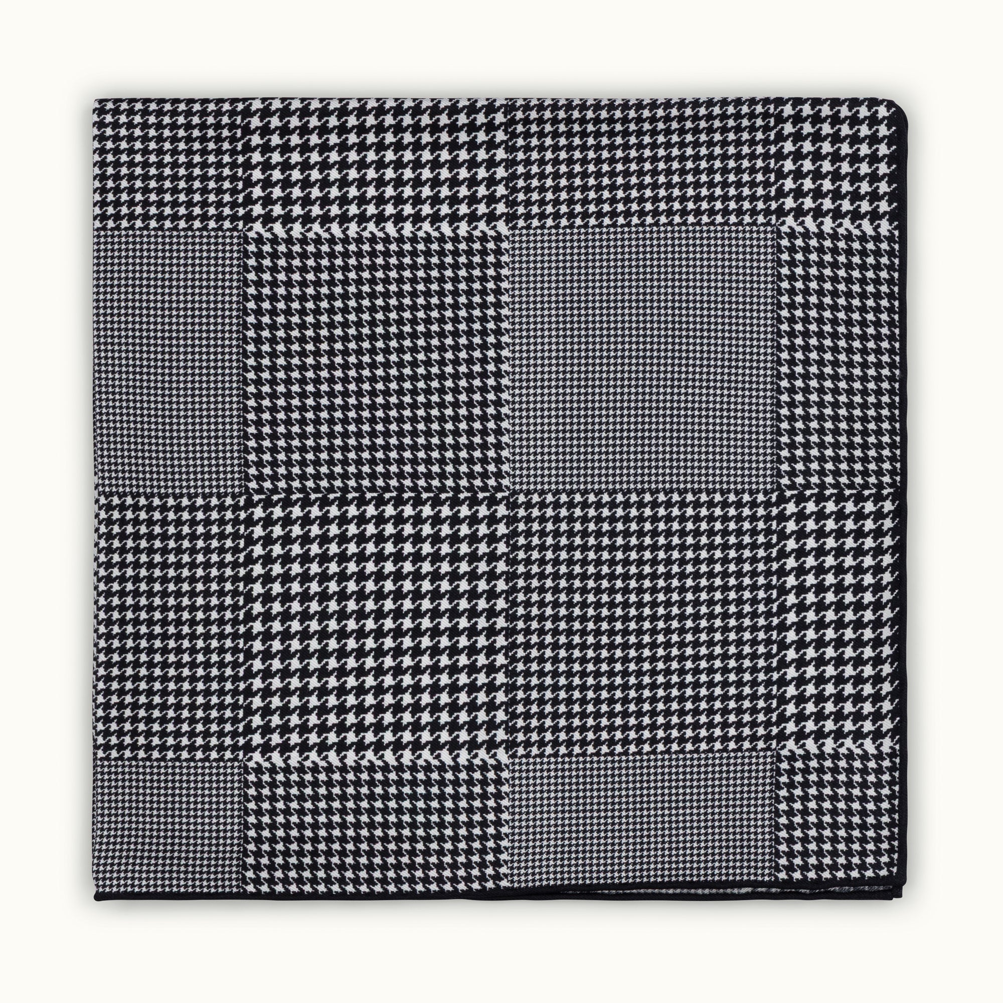 Black Houndstooth Silk Pocket Square