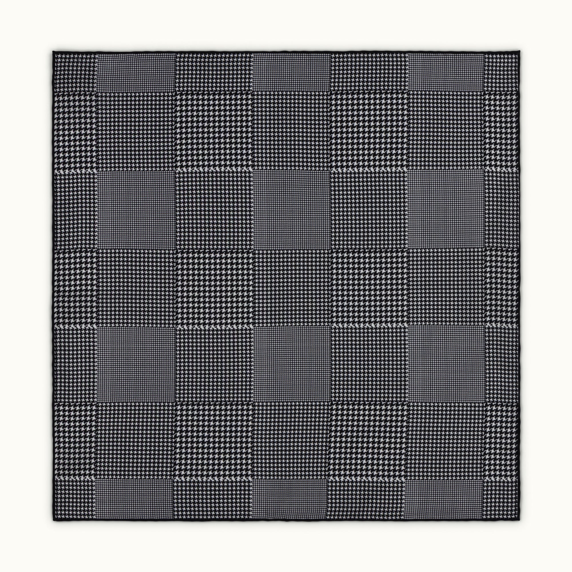Black Houndstooth Silk Pocket Square