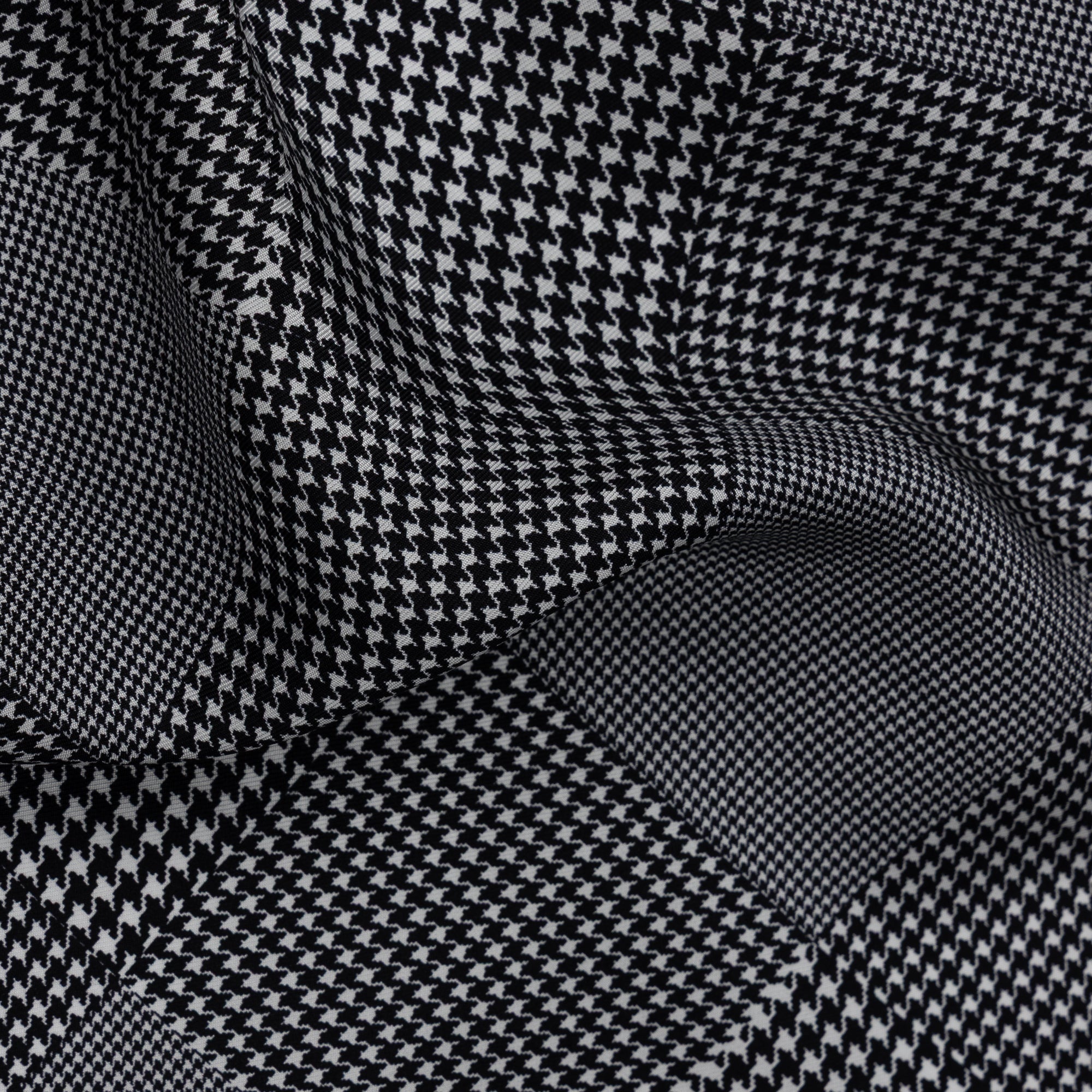 Black Houndstooth Silk Pocket Square