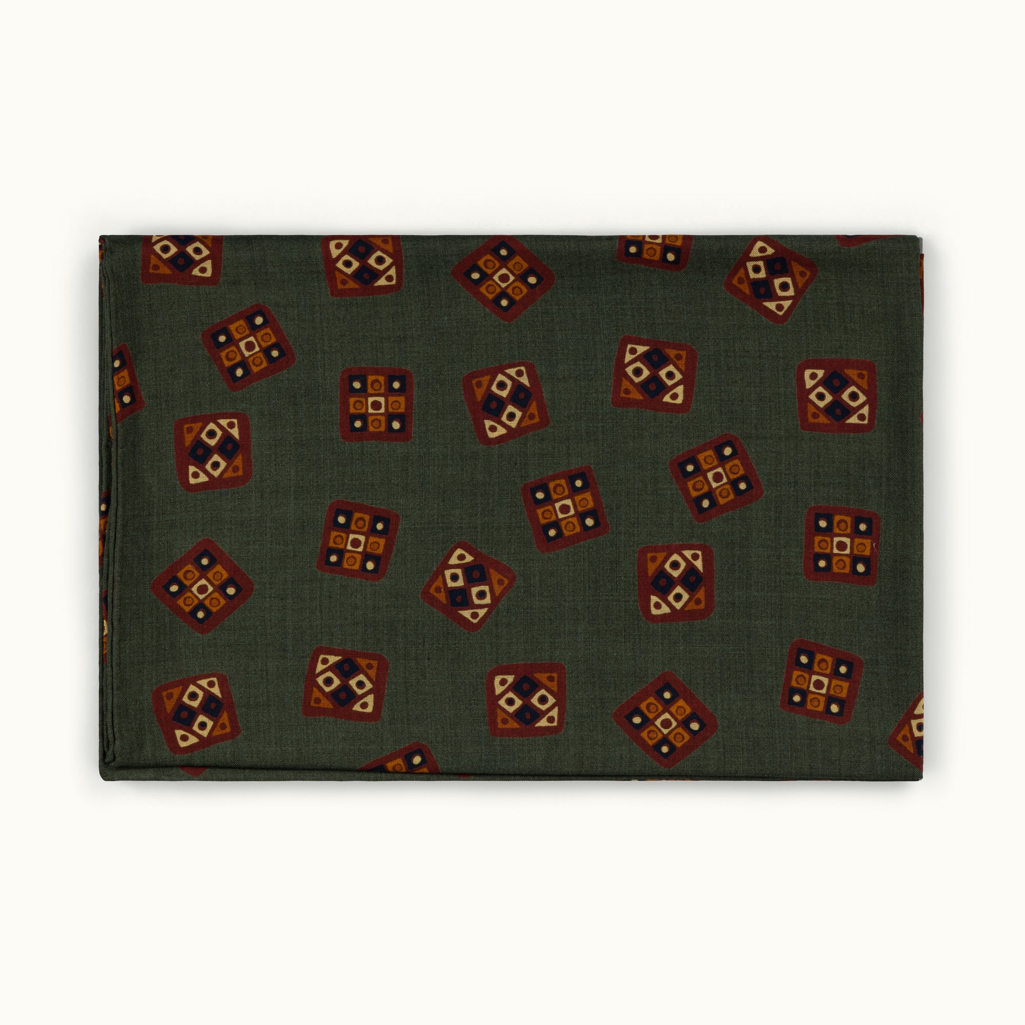 Green Tumbling Motif Wool-Silk Scarf